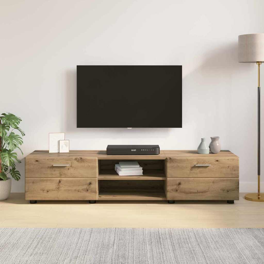 Tv szekrény fiókkal kézműves tölgy 150 x 39 x 30 cm faanyag