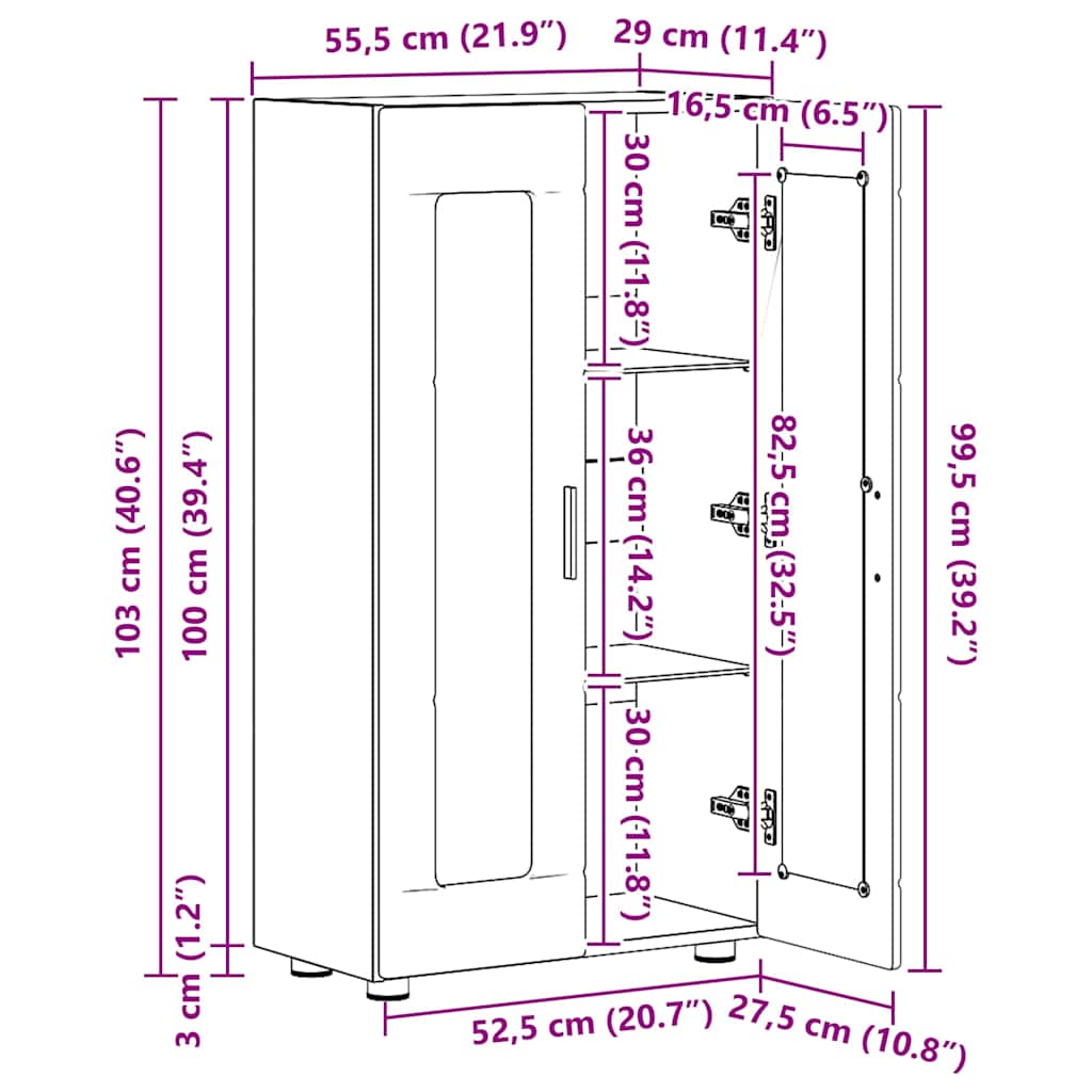 Széf polcokkal tárolóval fekete 55,5 x 29 x 100 cm faanyag