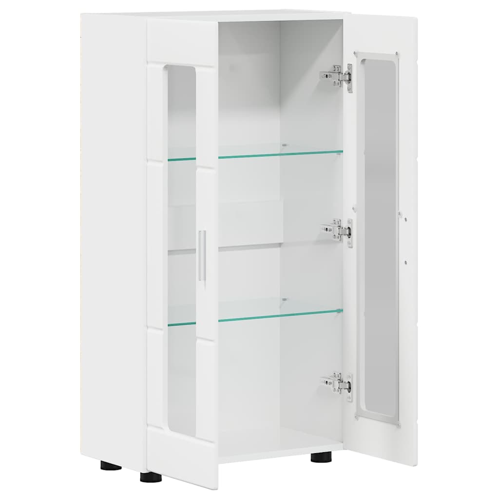 Széf polcokkal magas fényű fehér 55,5 x 29 x 100 cm faanyag