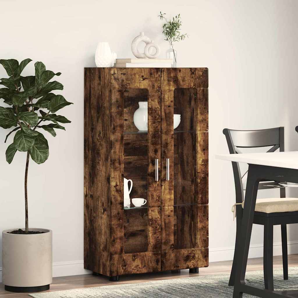 Széf polcokkal ajtóval füstölt tölgy 55,5 x 29 x 100 cm faanyag