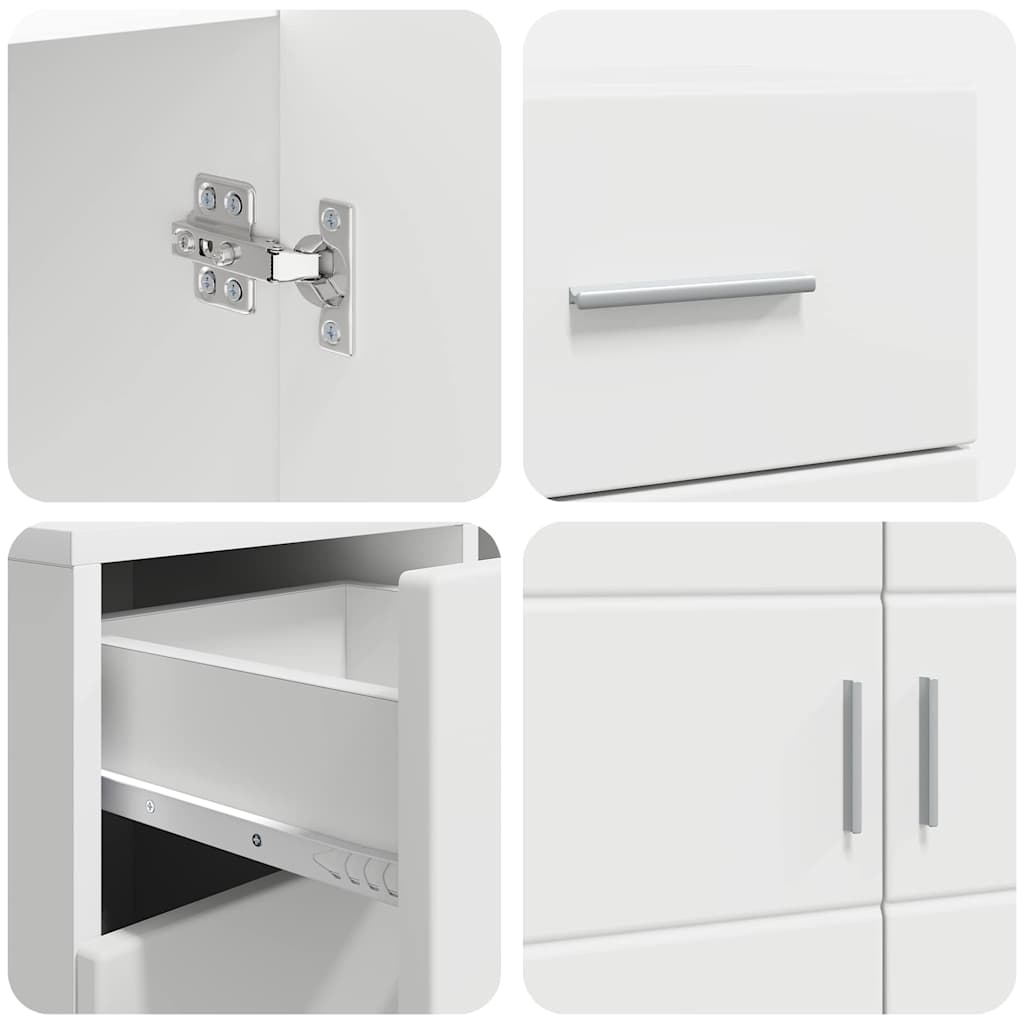 Széf fiókkal tárolóval fehér 88.5 x 30.5 x 73 cm faanyag
