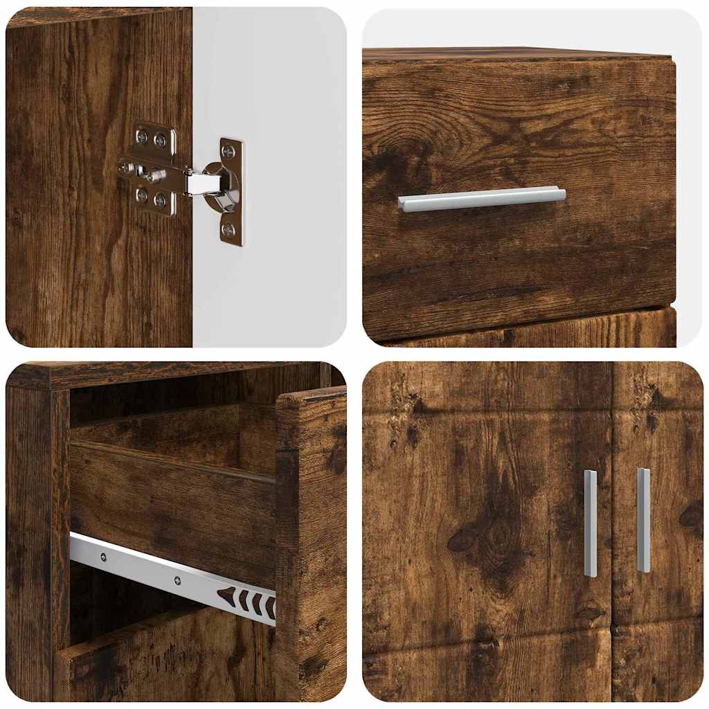 Széf fiókkal ajtóval füstölt tölgy 88.5 x 30.5 x 73 cm faanyag