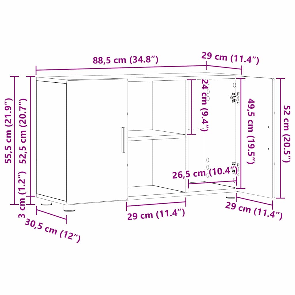 Széf polcokkal barna tölgy 88,5 x 30,5 x 55,5 cm faanyag