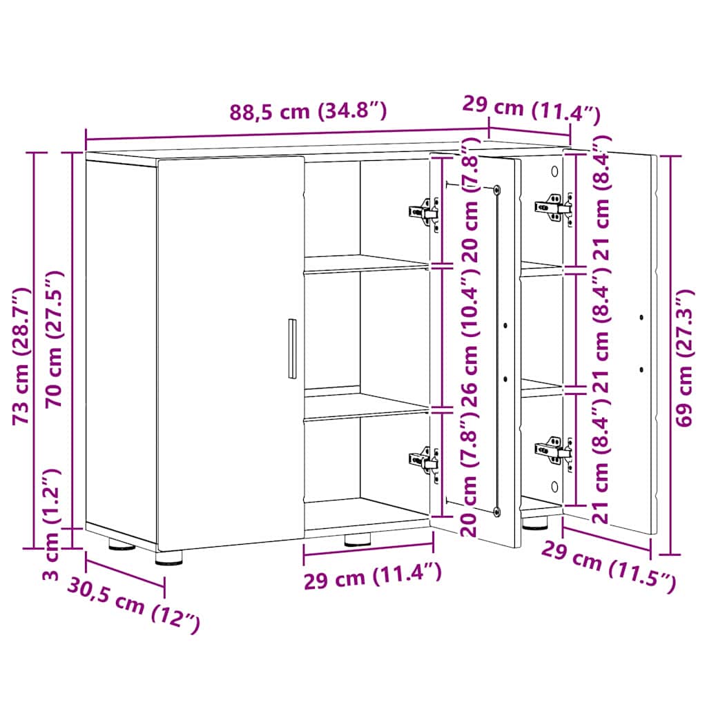 Széf polcokkal ajtóval sonoma tölgy 55.5 x 29 x 100 cm faanyag