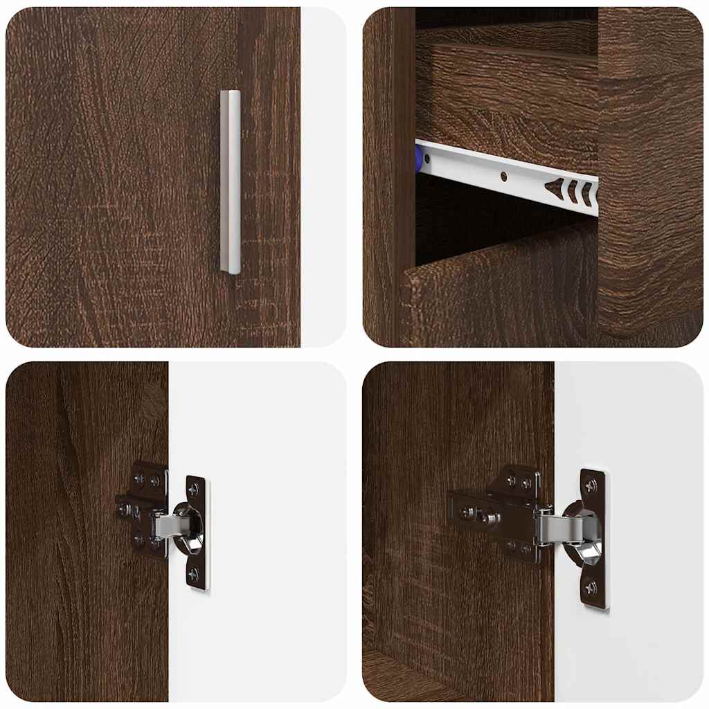 Széf polcokkal ajtóval barna tölgy 88,5 x 30,5 x 73 cm faanyag