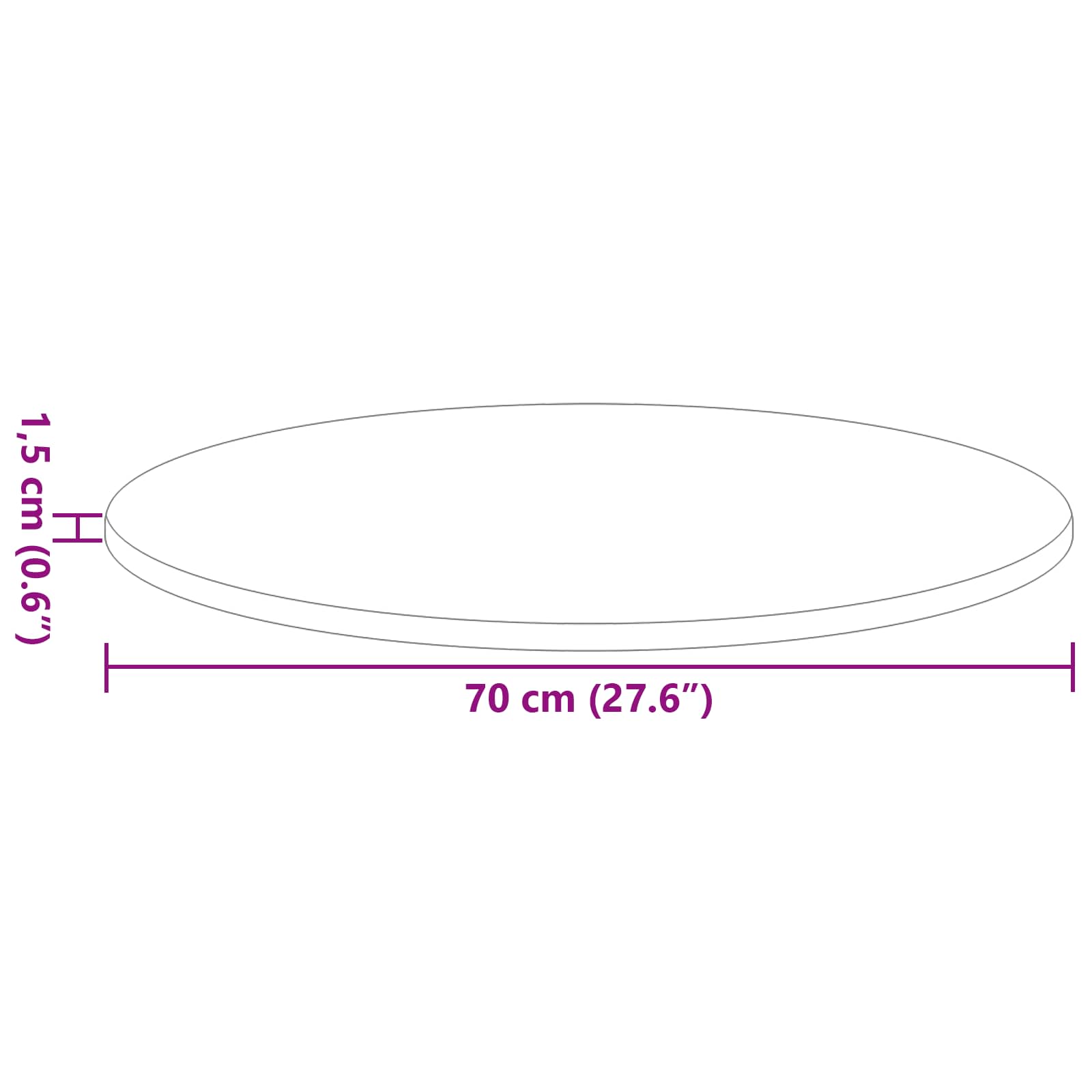 Asztallap fekete ø 70 x 1,5 cm faanyag