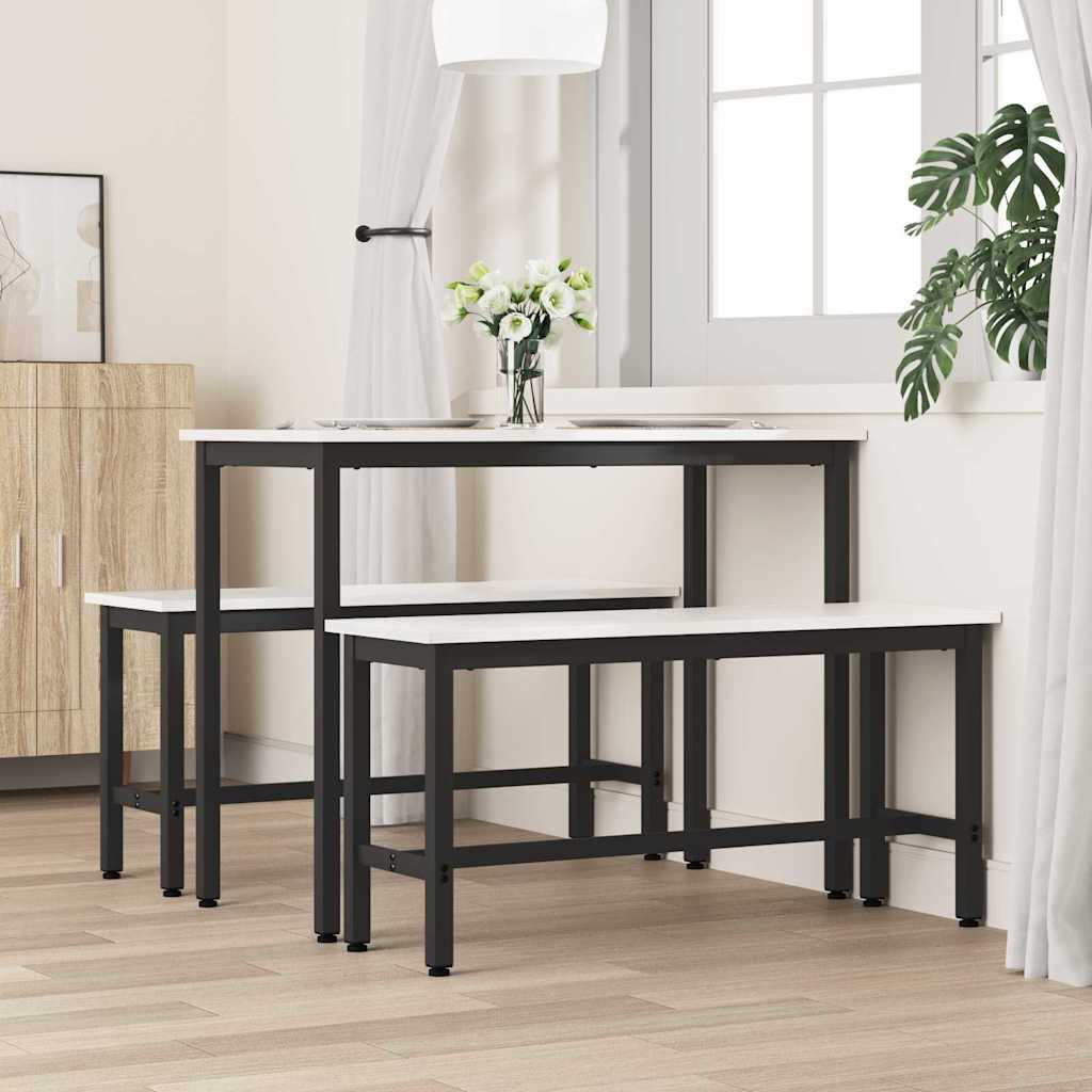 Étkező pad 2 pcs fehér 100 x 32,5 x 49 cm tömör fenyőfa