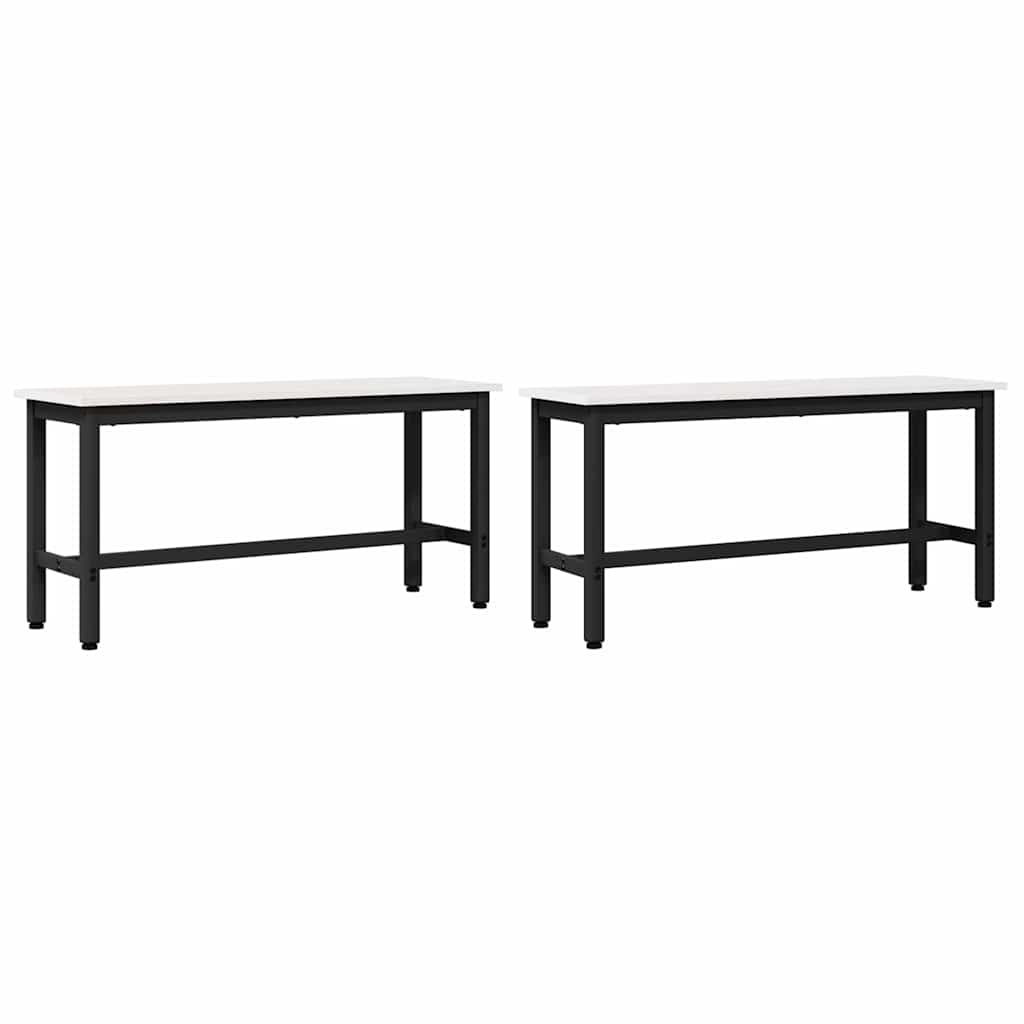 Étkező pad 2 pcs fehér 100 x 32,5 x 49 cm tömör fenyőfa