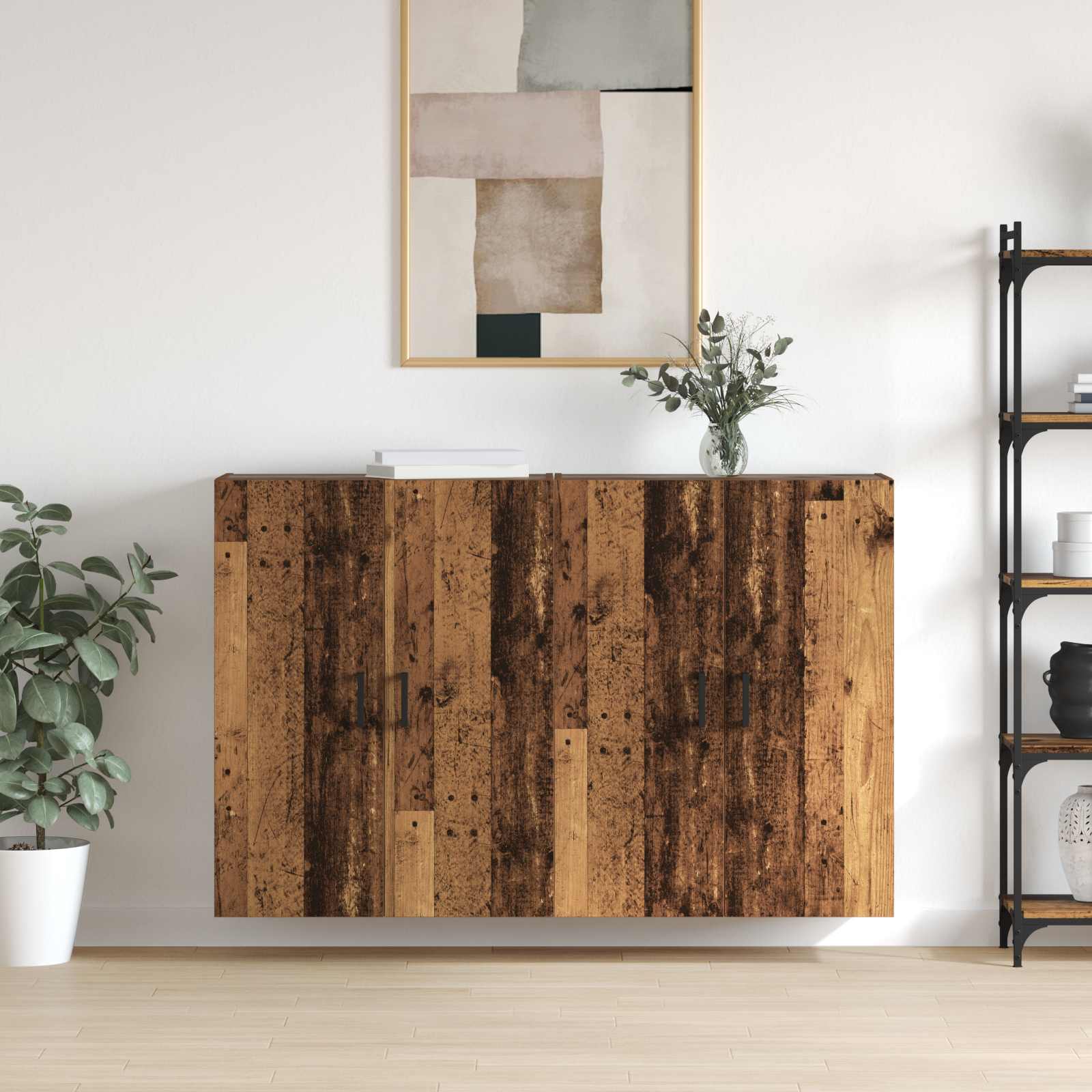 Fali szekrény 2 pcs öreg fa 69,5 x 34 x 90 cm faanyag