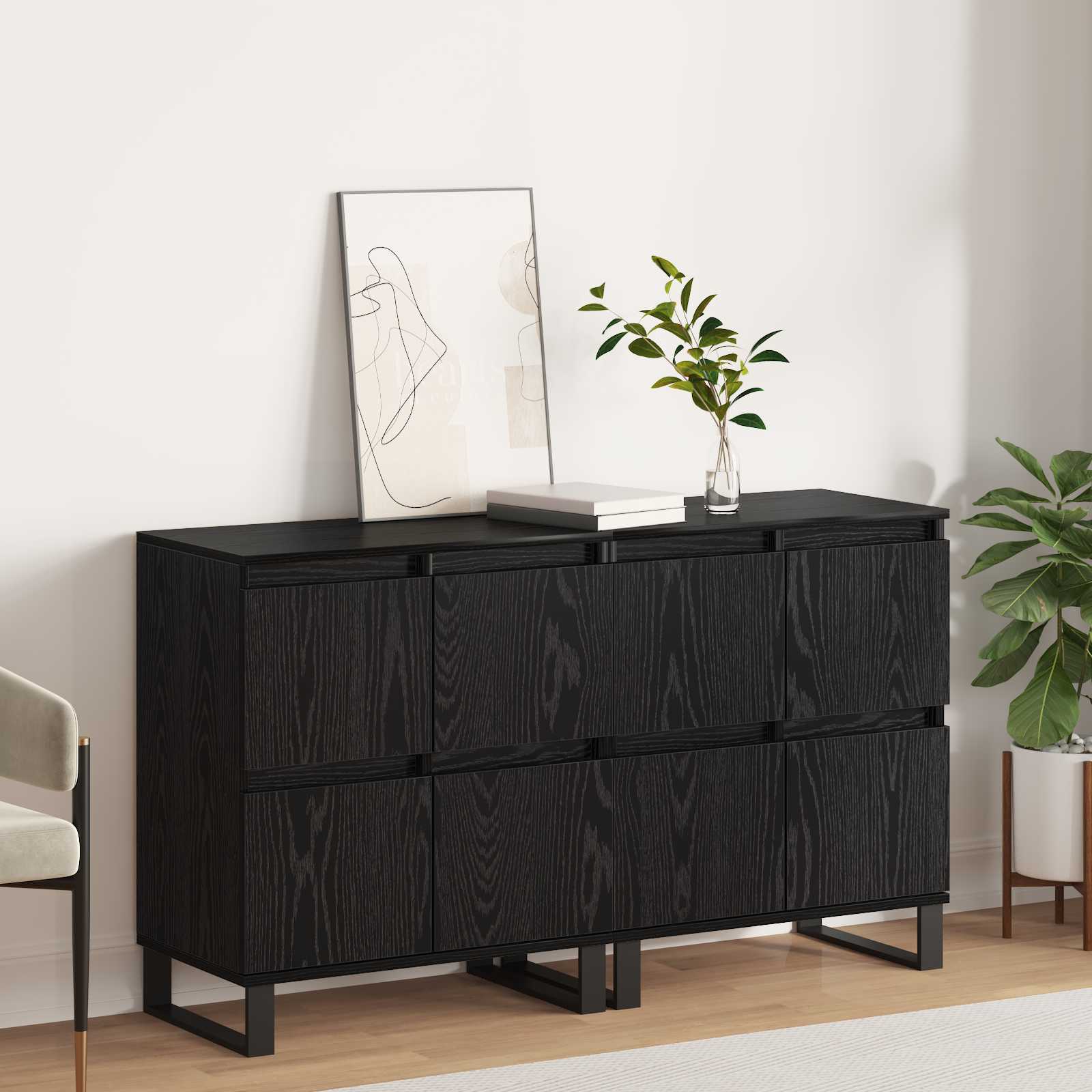 Széf 2 pcs fekete tölgy 60 x 35 x 70 cm