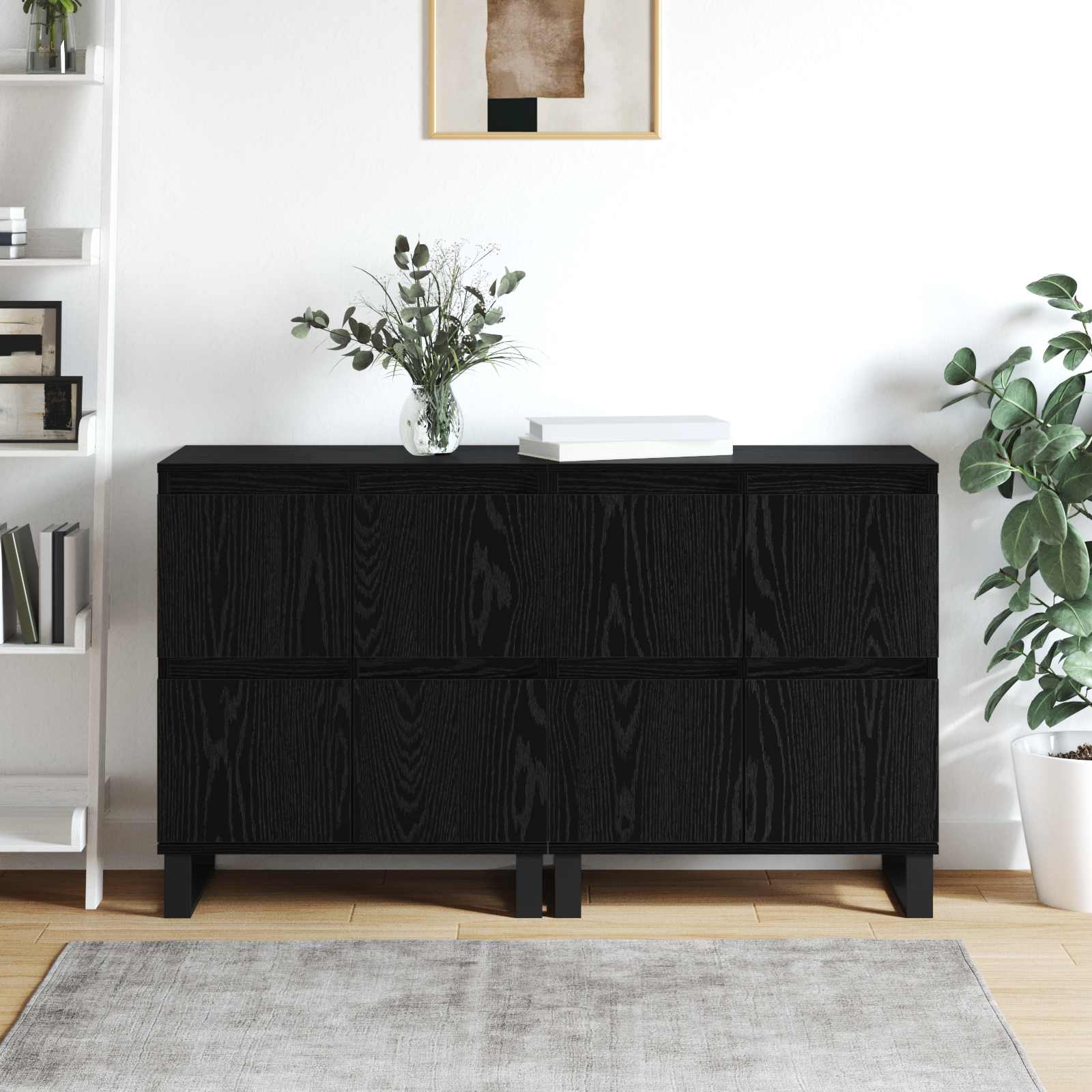 Széf 2 pcs fekete tölgy 60 x 35 x 70 cm