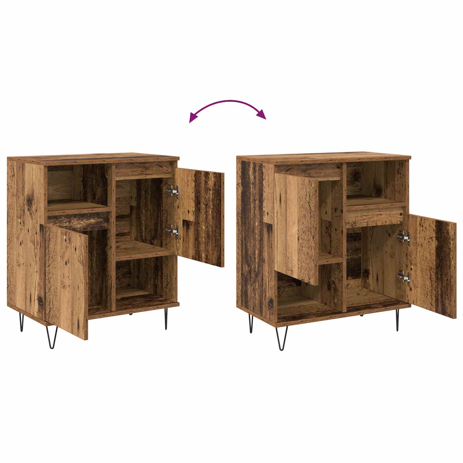 Széf 2 pcs öreg fa 60 x 35 x 70 cm