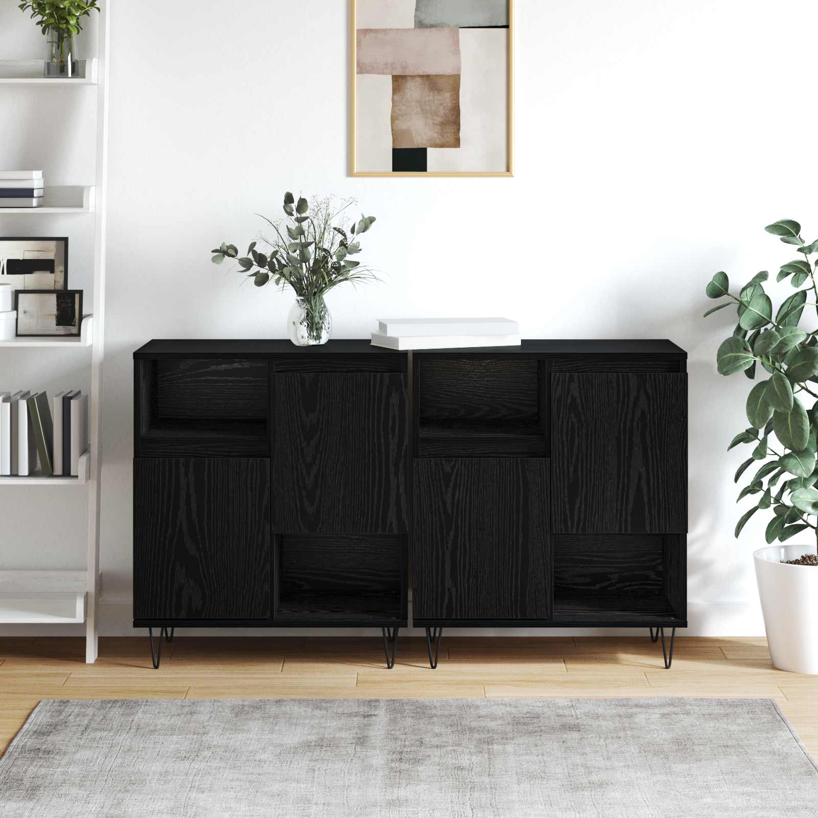 Széf 2 pcs fekete tölgy 60 x 35 x 70 cm