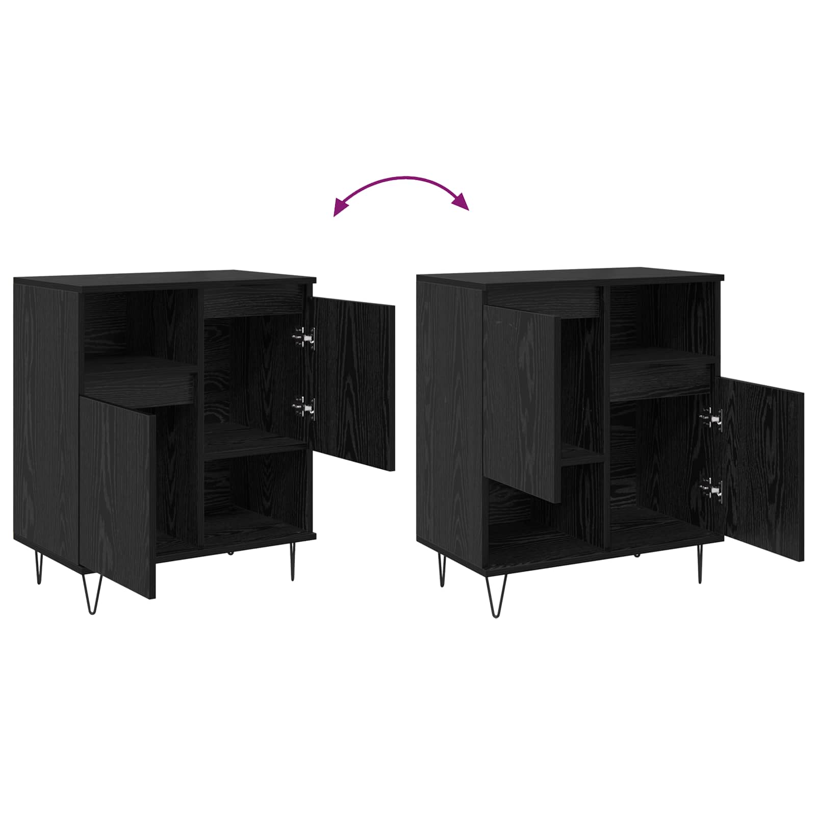Széf 2 pcs fekete tölgy 60 x 35 x 70 cm