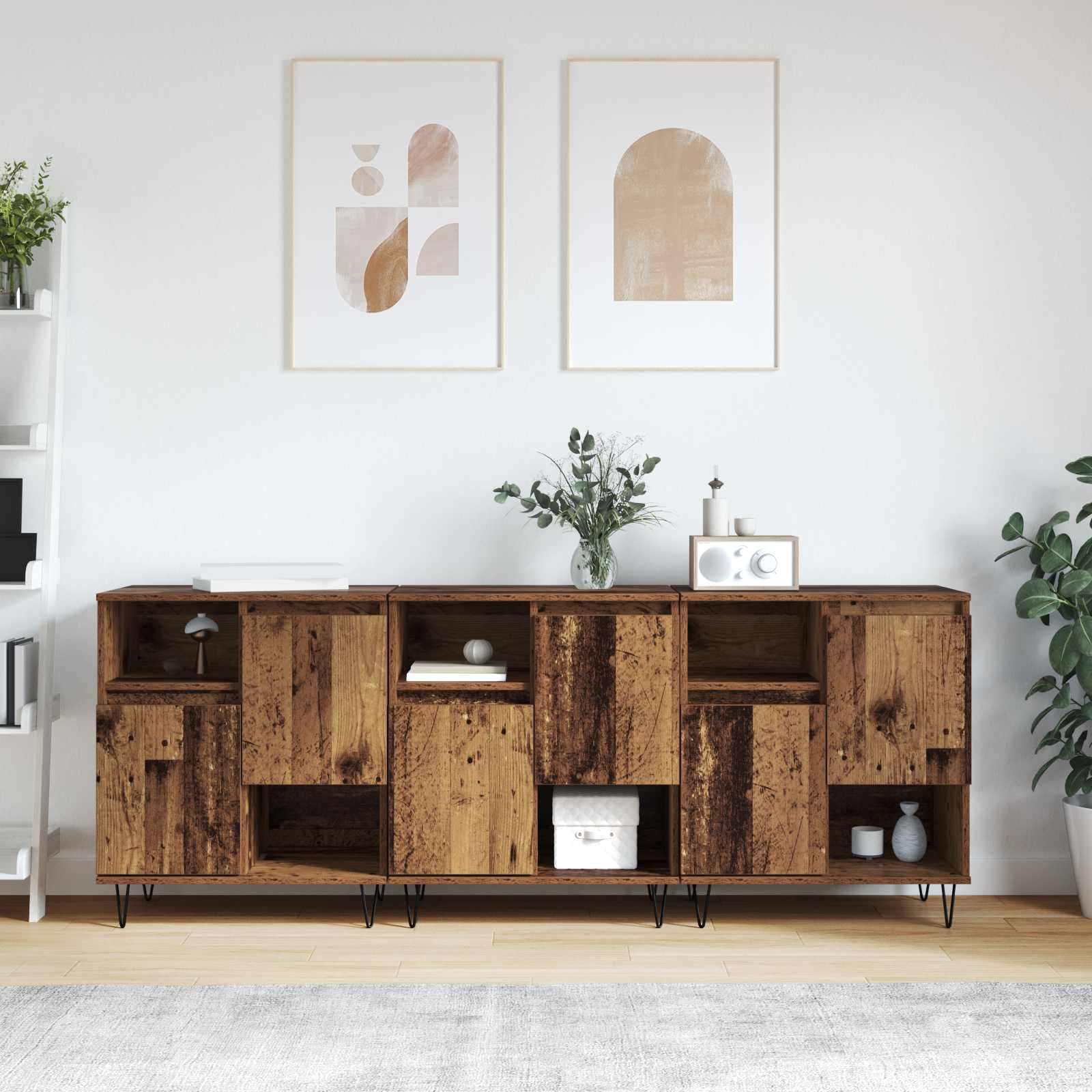 Széf 3 pcs öreg fa 60 x 35 x 70 cm