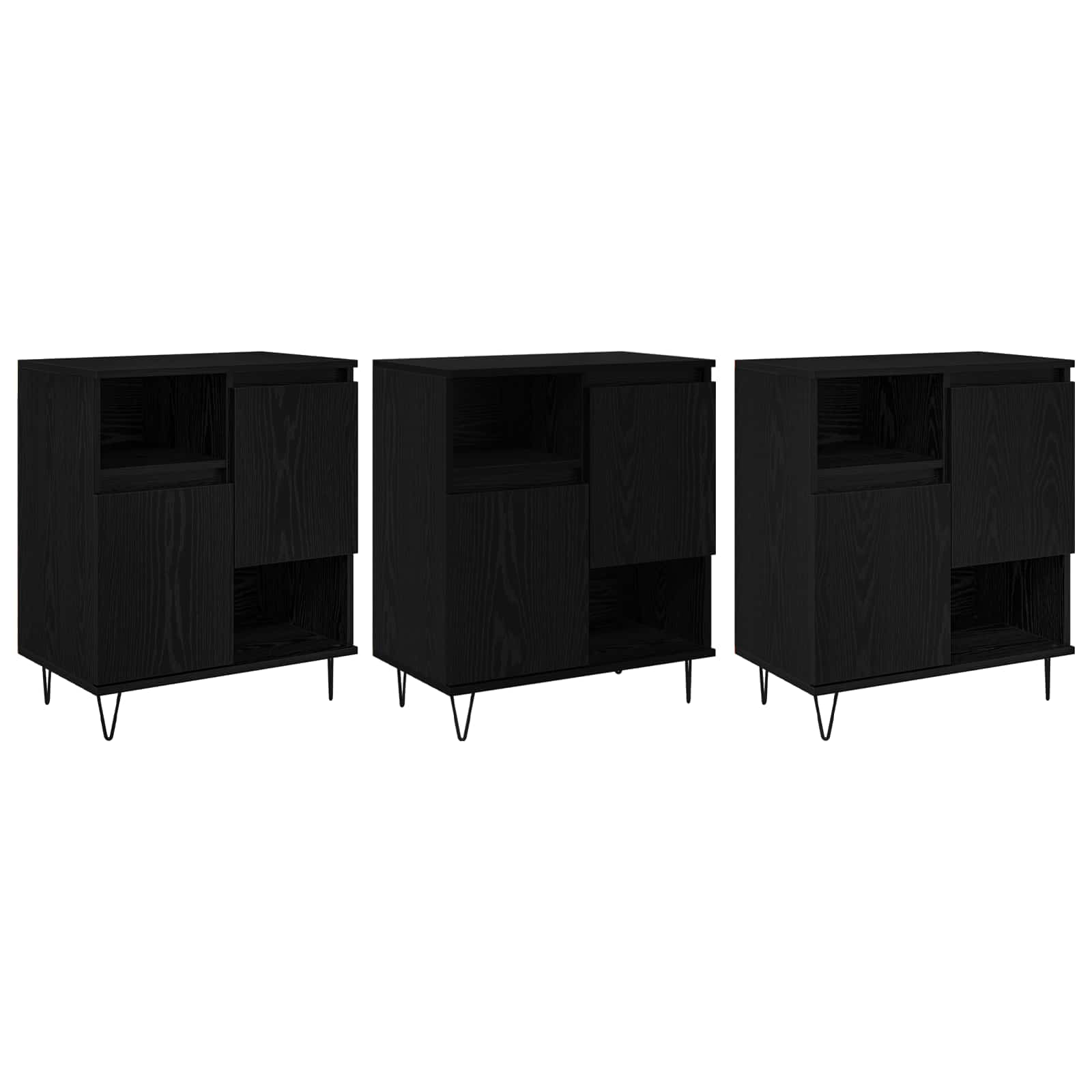 Széf 3 pcs fekete tölgy 60 x 35 x 70 cm