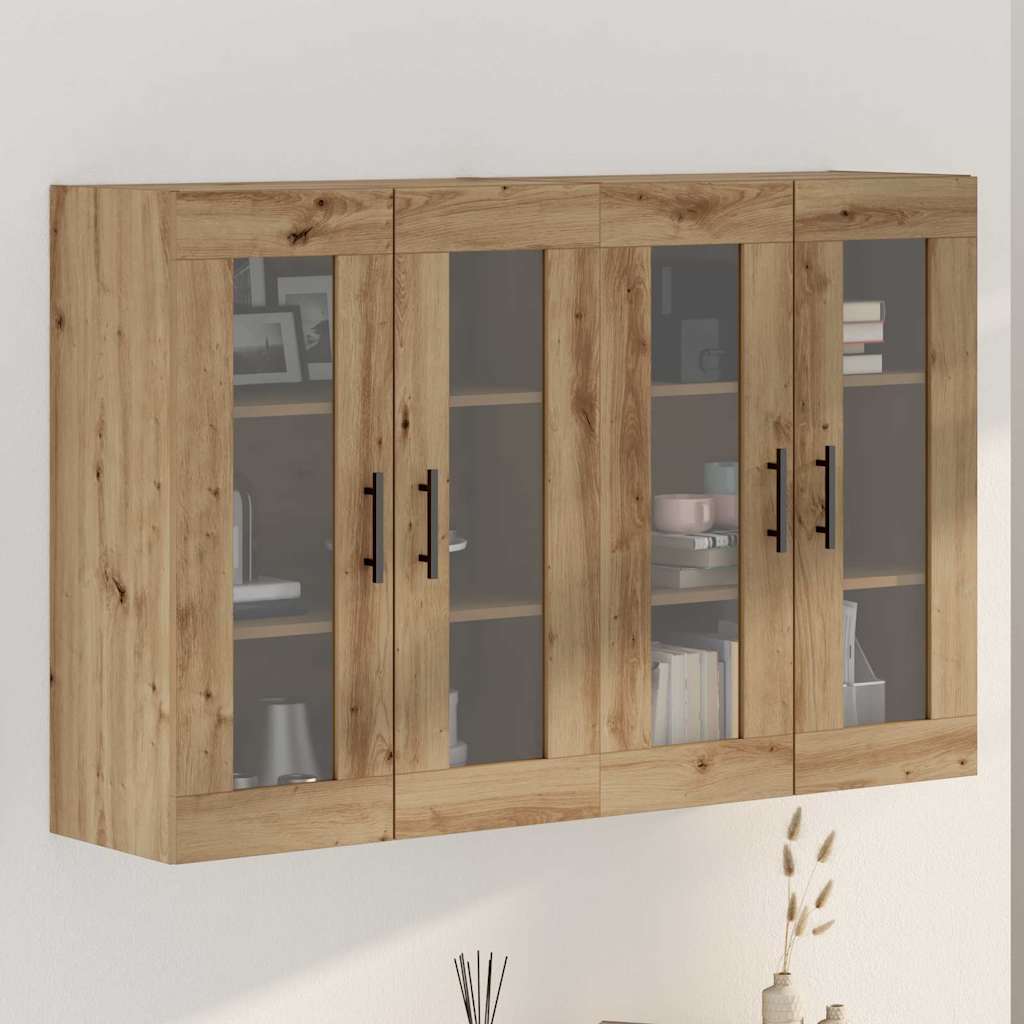 Fali szekrények 2 pcs artisan tölgy és fekete 69,5 x 34 x 90 cm