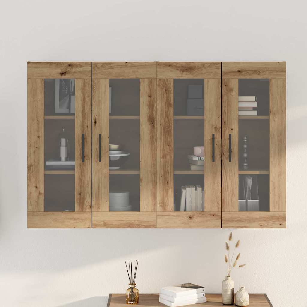 Fali szekrények 2 pcs artisan tölgy és fekete 69,5 x 34 x 90 cm