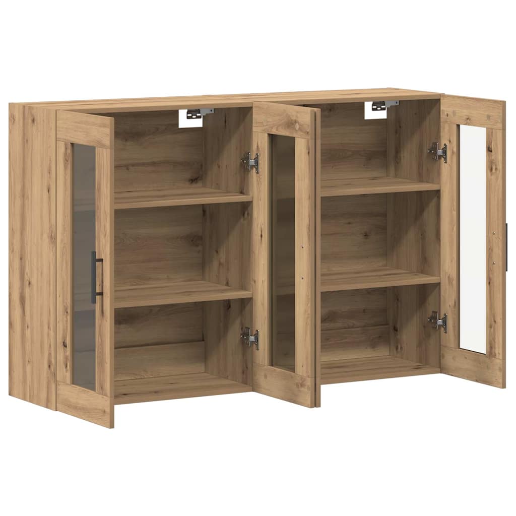 Fali szekrények 2 pcs artisan tölgy és fekete 69,5 x 34 x 90 cm