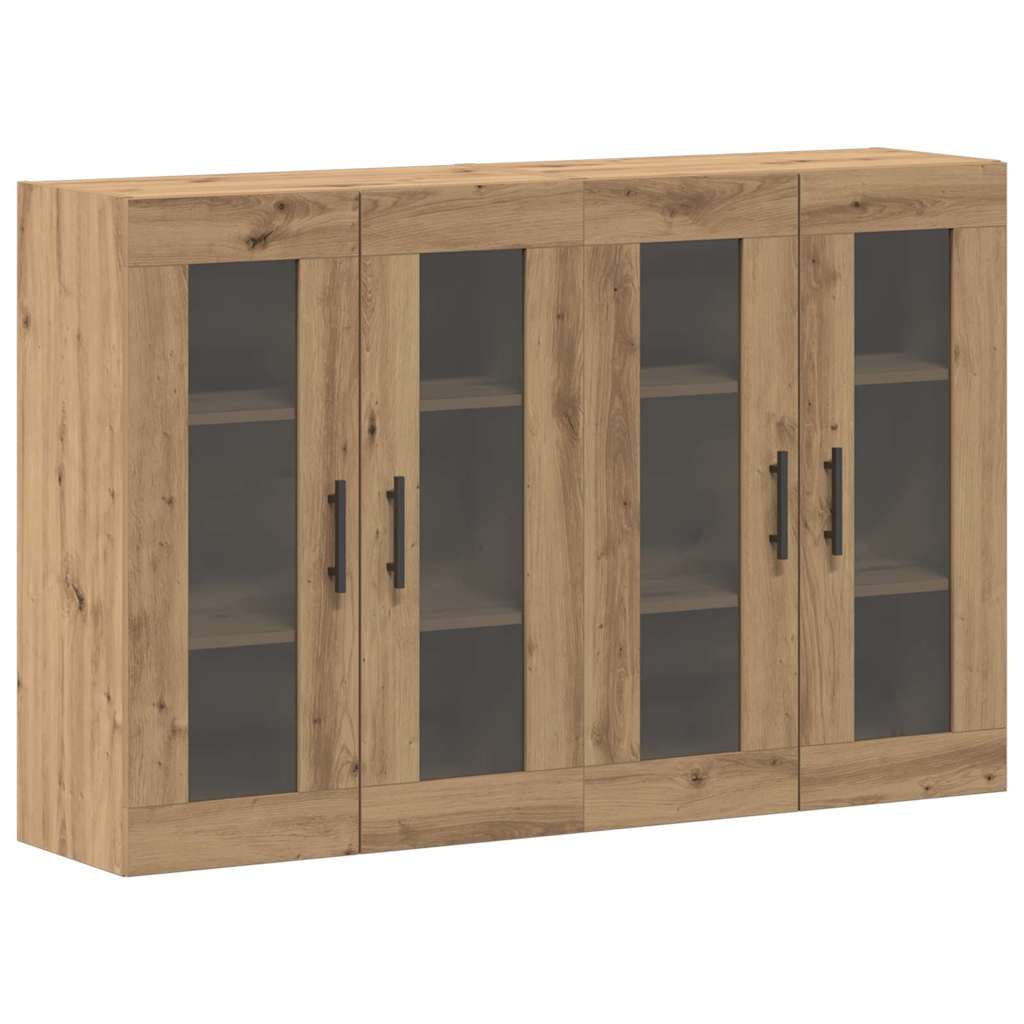 Fali szekrények 2 pcs artisan tölgy és fekete 69,5 x 34 x 90 cm