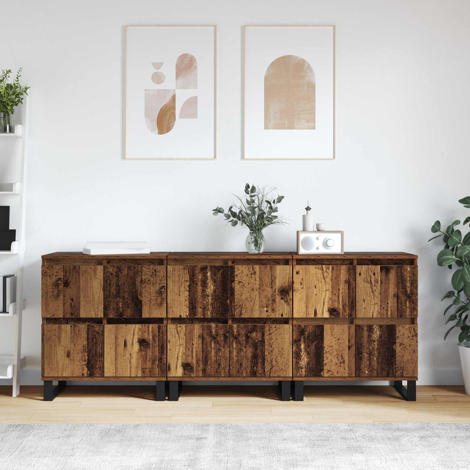 Széf 3 pcs öreg fa 60 x 35 x 70 cm