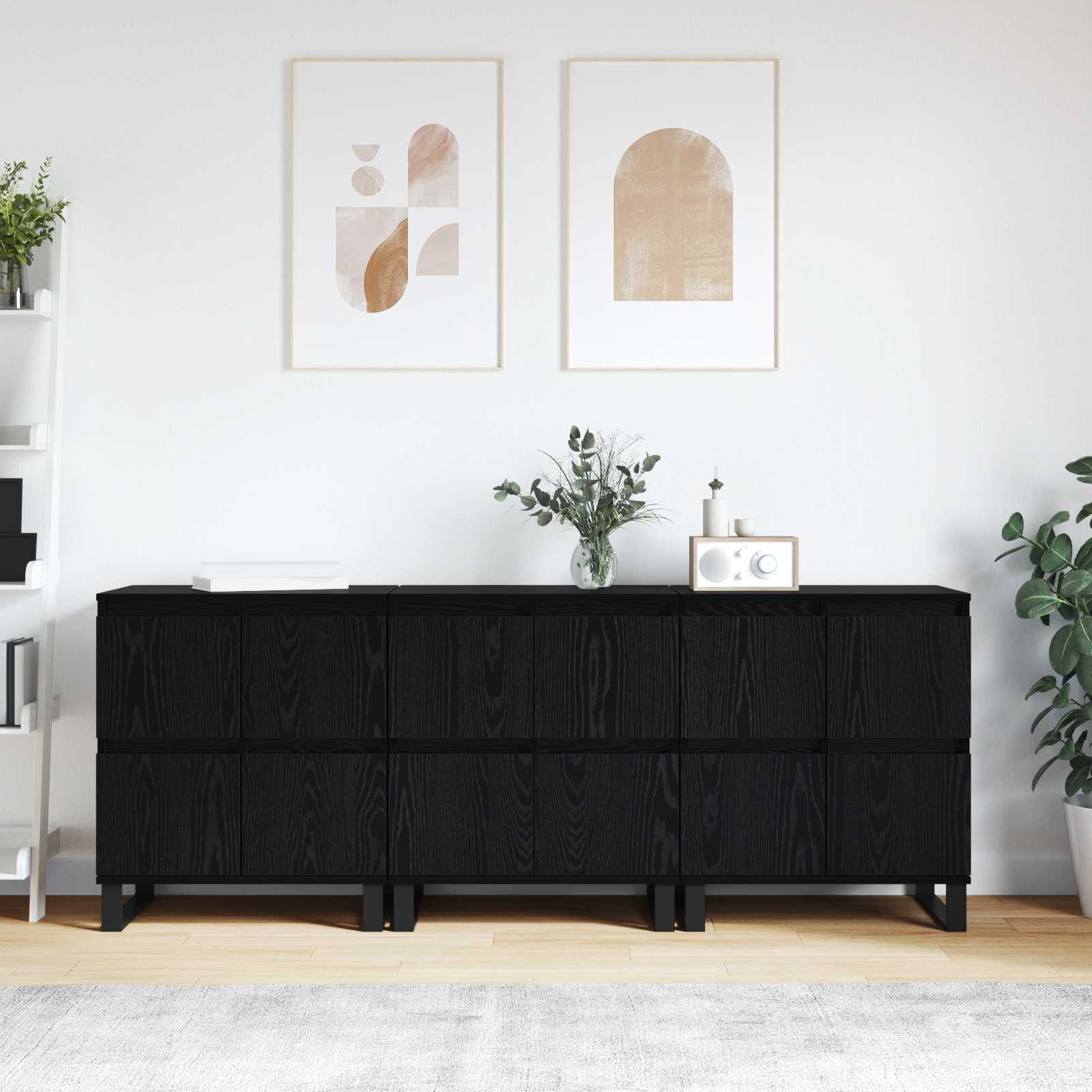 Széf 3 pcs fekete tölgy 60 x 35 x 70 cm