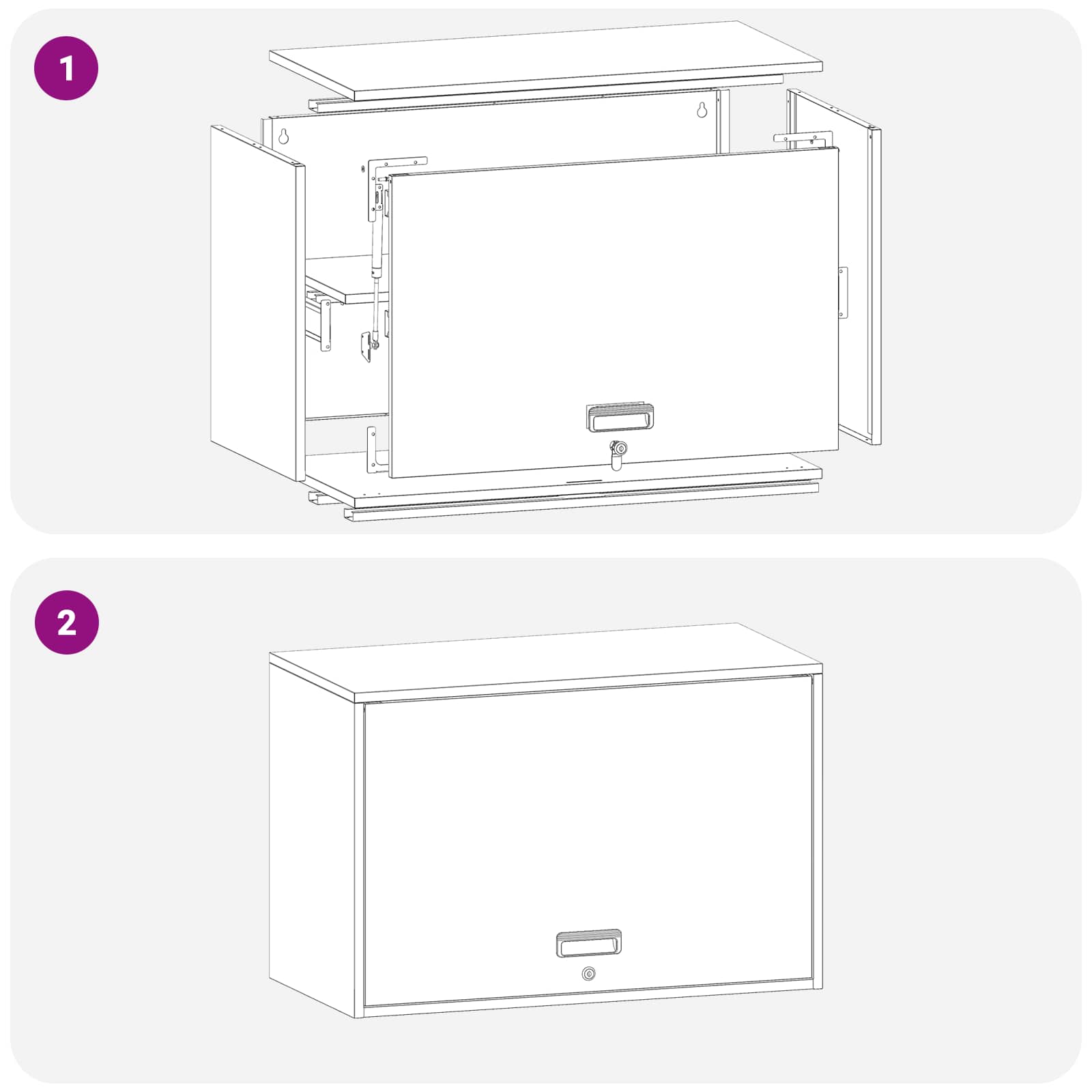 Fali szekrény a garázsba fehér 80 x 40 x 53 cm porfestett acél