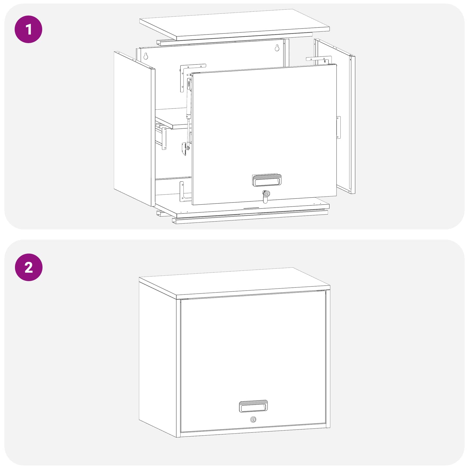 Fali szekrény a garázsba fekete 60 x 40 x 53 cm porfestett acél