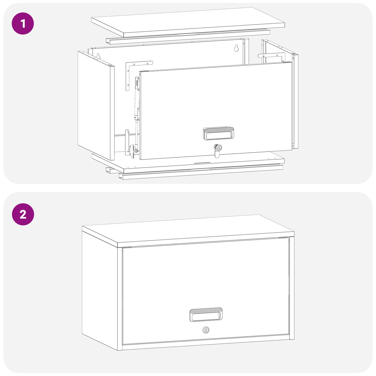 Fali szekrény a garázsba fekete 60 x 33 x 35 cm porfestett acél