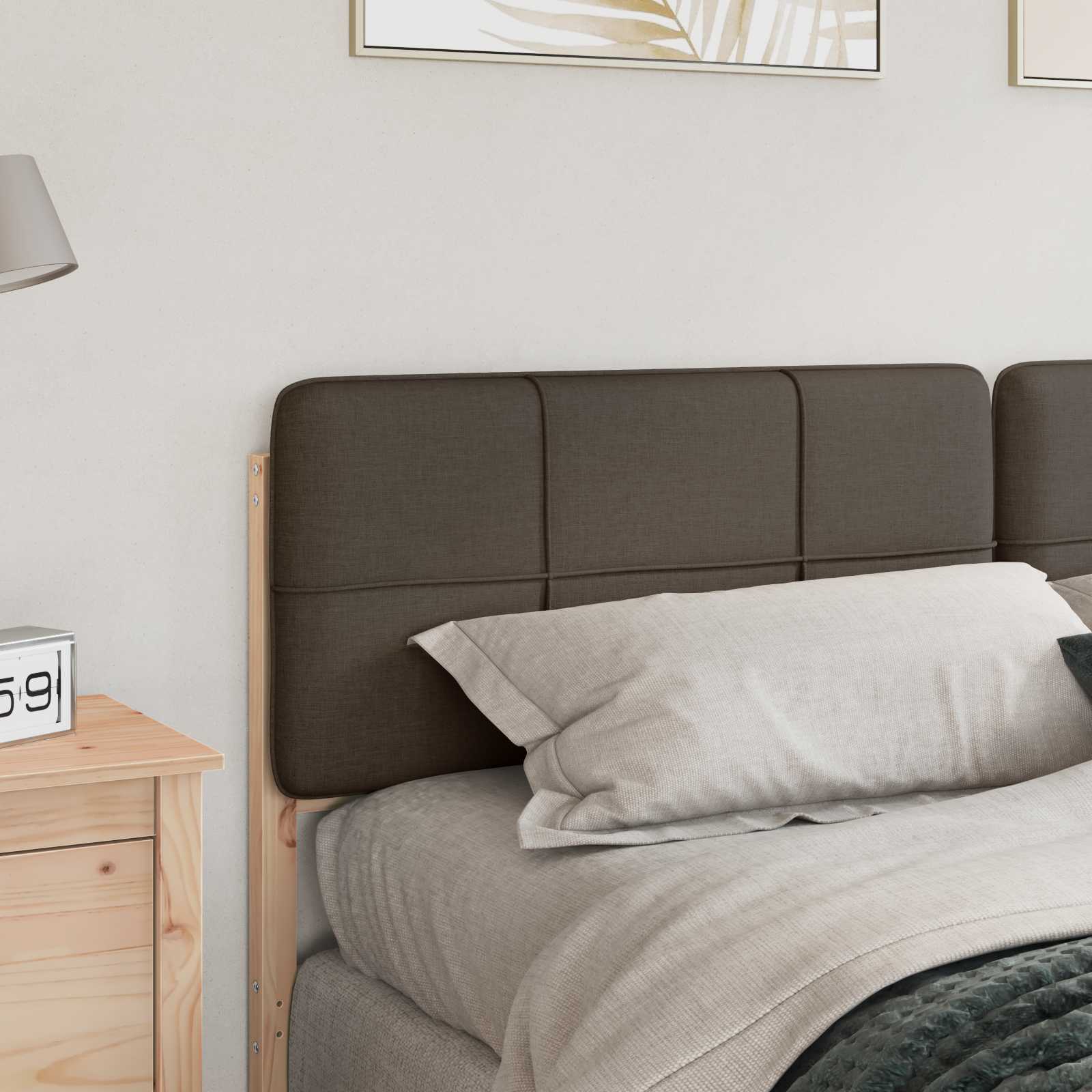 Kárpitozott fejtámla barna és taupe 180 cm tömör fenyőfa