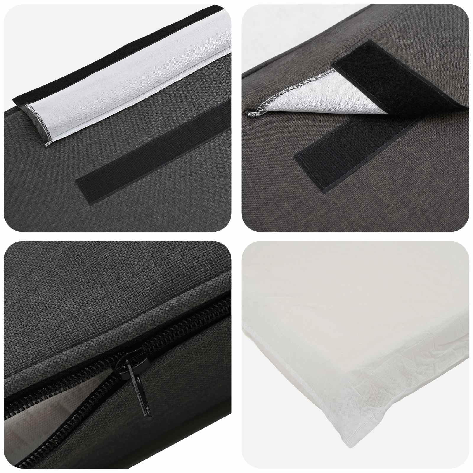 Kárpitozott fejtámla barna és sötétszürke 135 cm tömör fenyőfa