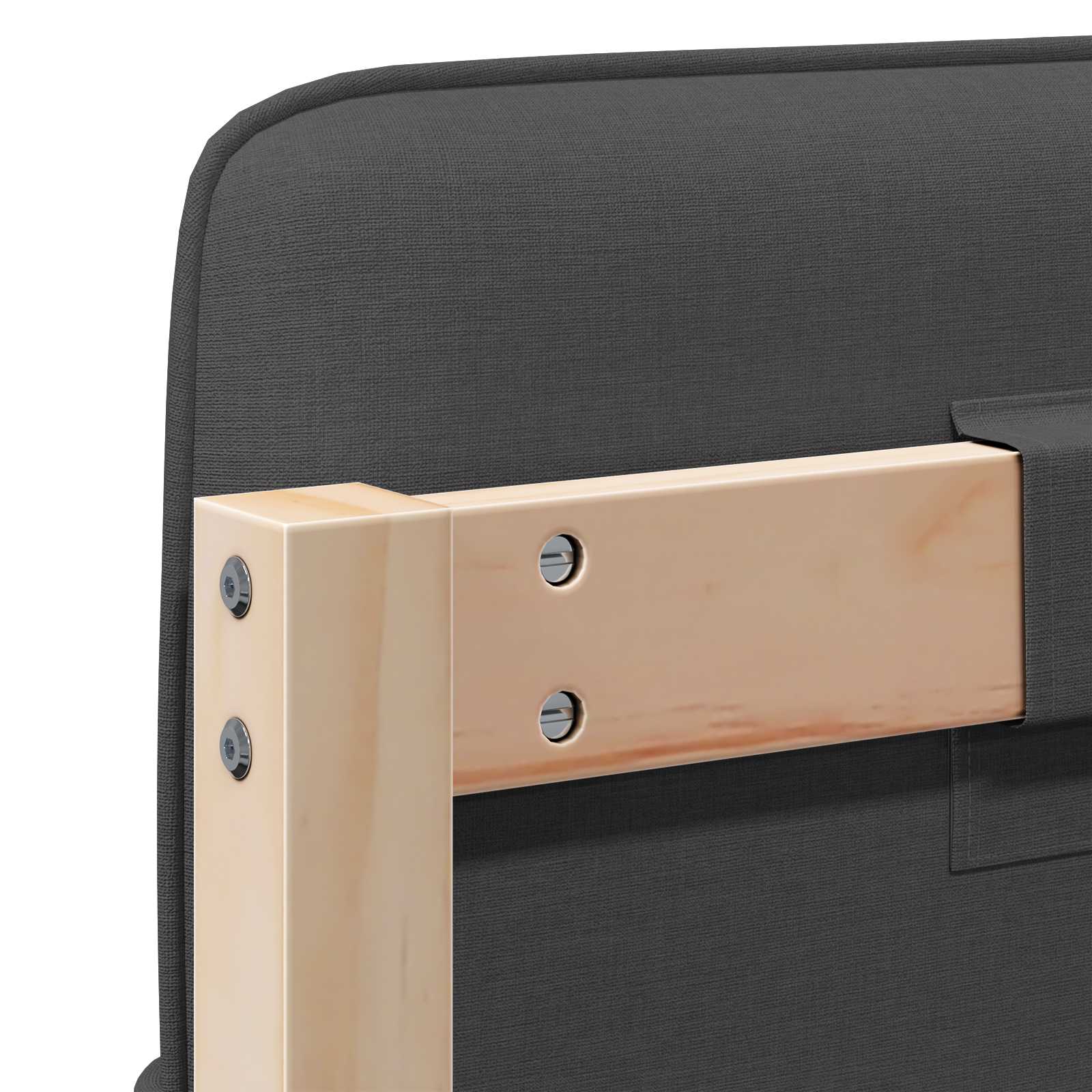 Kárpitozott fejtámla barna és sötétszürke 135 cm tömör fenyőfa