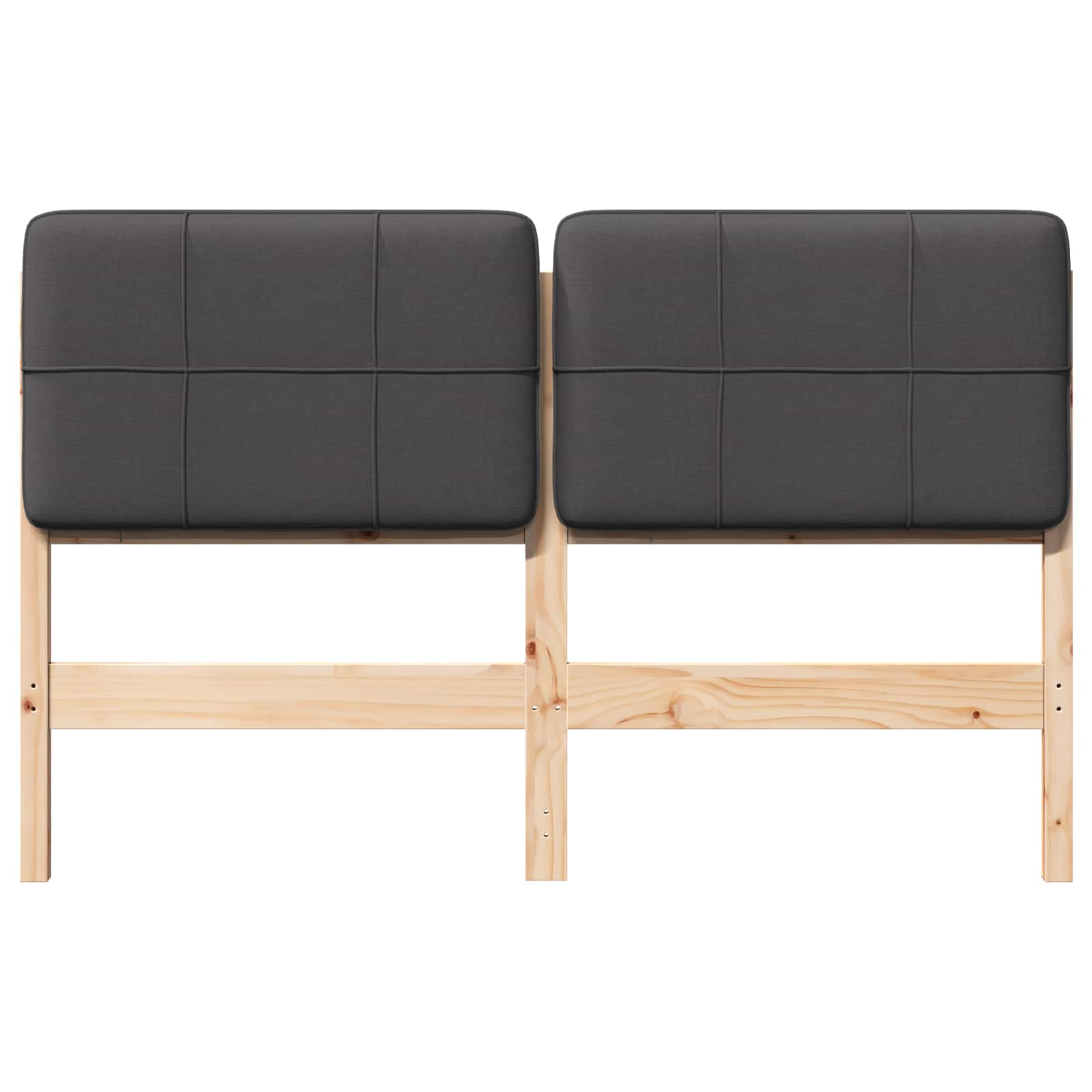 Kárpitozott fejtámla barna és sötétszürke 135 cm tömör fenyőfa