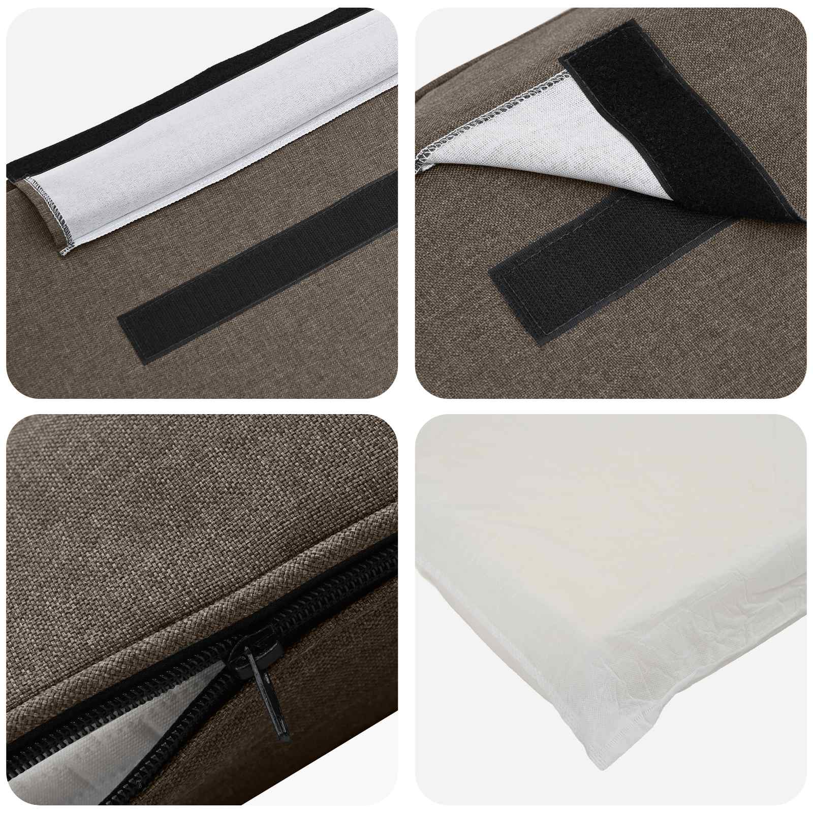 Kárpitozott fejtámla barna és taupe 150 cm tömör fenyőfa