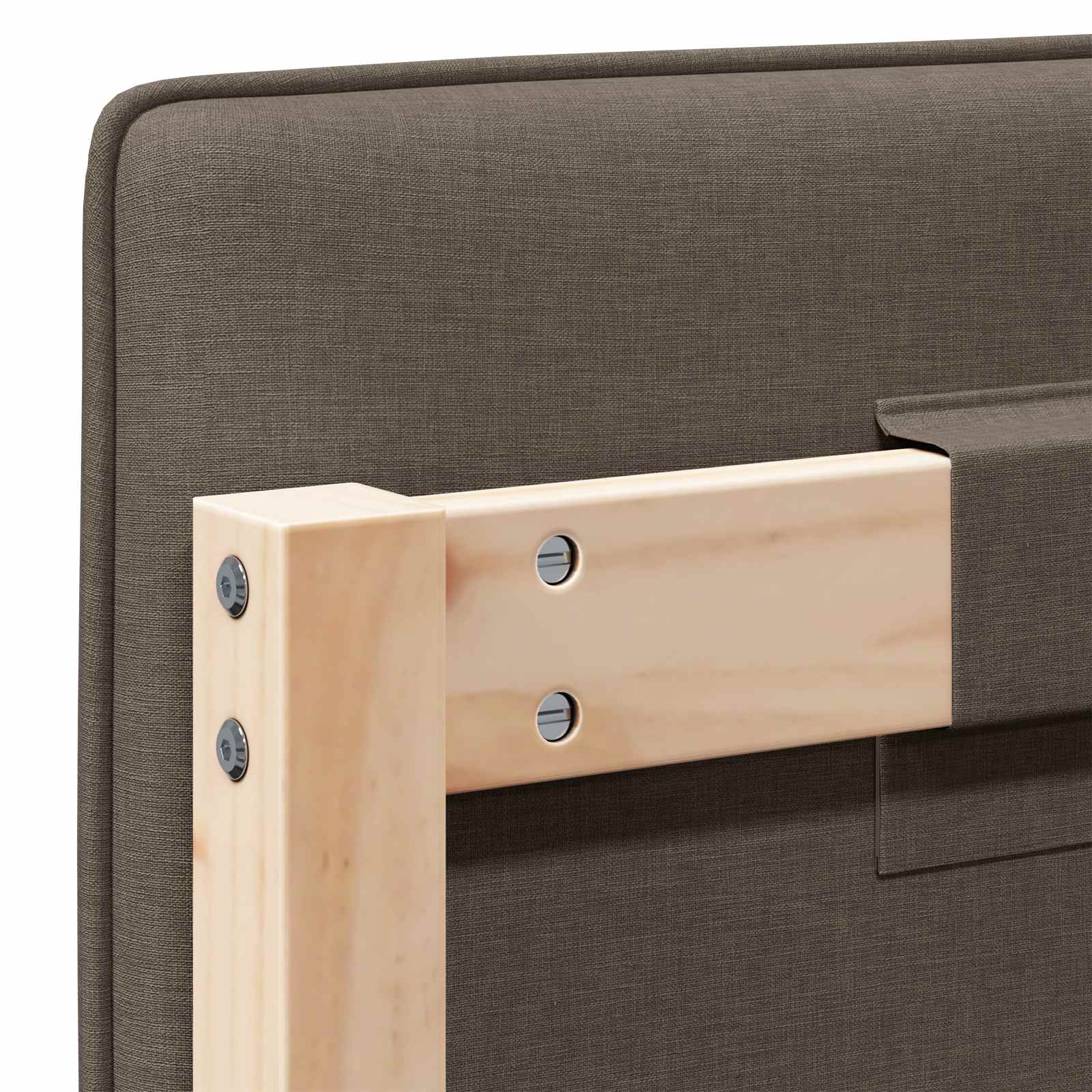 Kárpitozott fejtámla barna és taupe 150 cm tömör fenyőfa