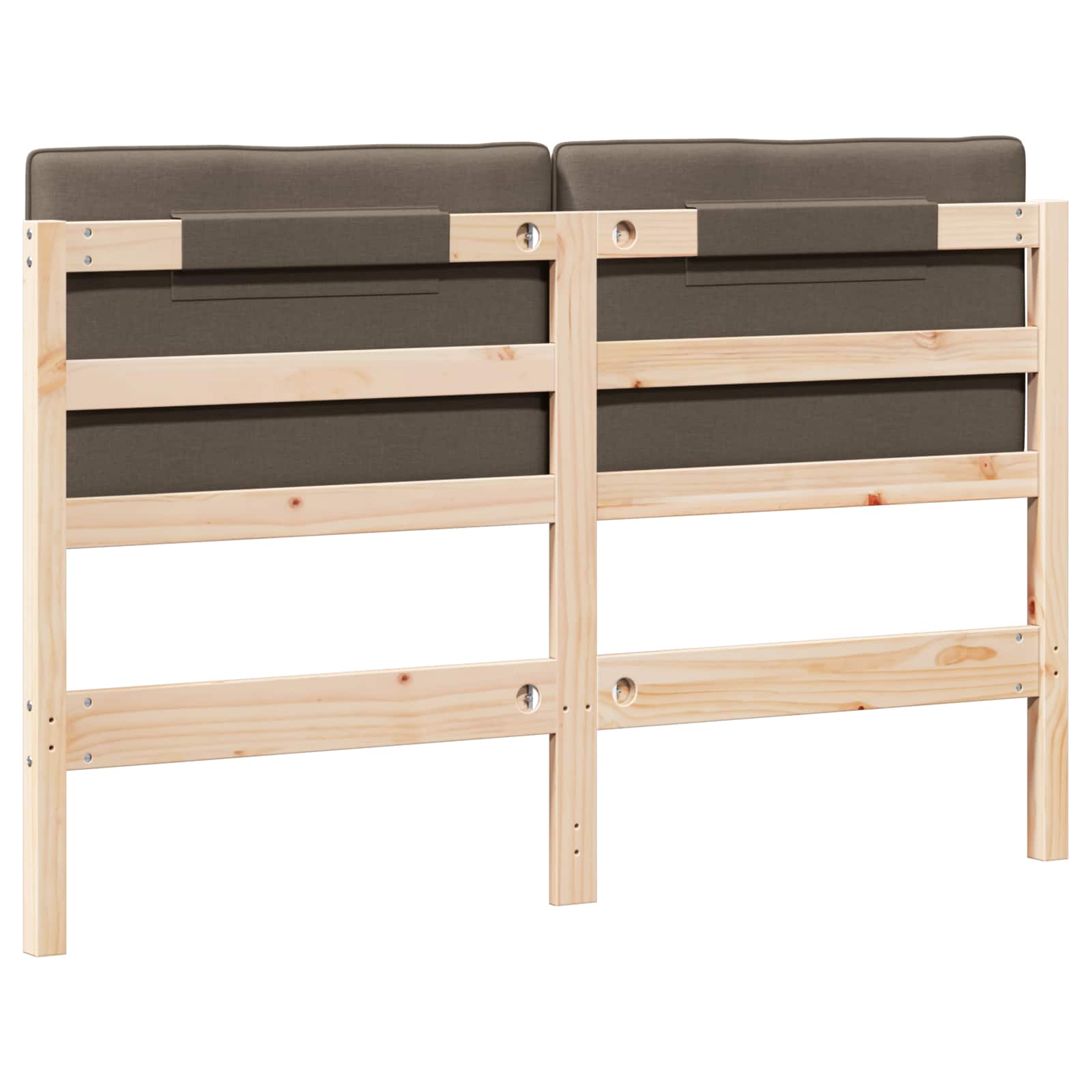 Kárpitozott fejtámla barna és taupe 150 cm tömör fenyőfa