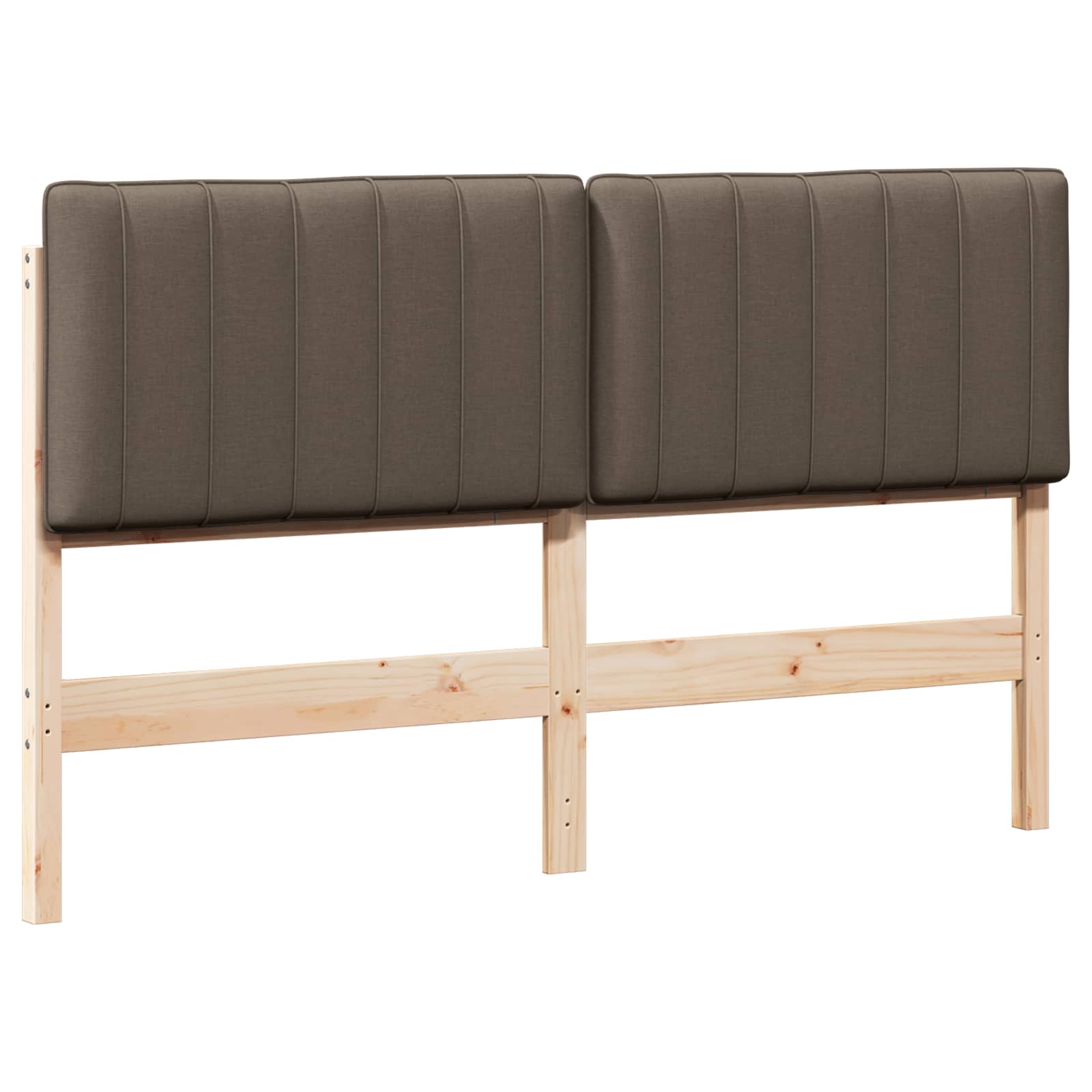 Kárpitozott fejtámla barna és taupe 150 cm tömör fenyőfa