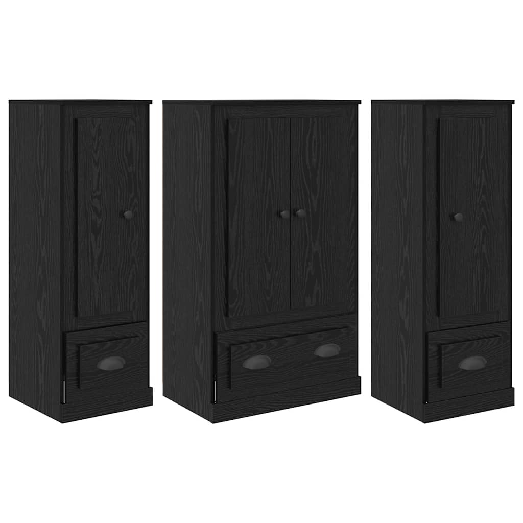 Széf fiókkal 3 pcs fekete tölgy faanyag Széf fiókkal 3 pcs fekete tölgy faanyag