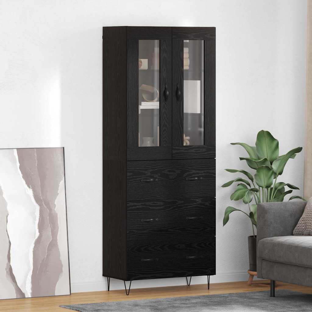 Magasfiú fiókkal fekete tölgy 69,5 x 34 x 180 cm faanyag