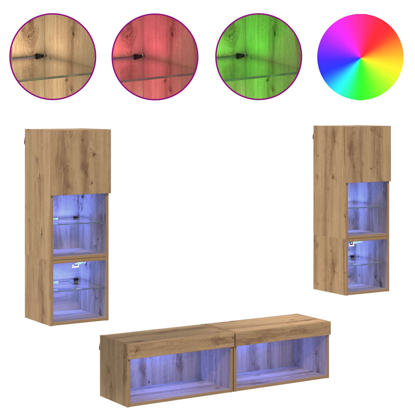 ` led -es lámpákkal 6 pcs artisan tölgy faanyag