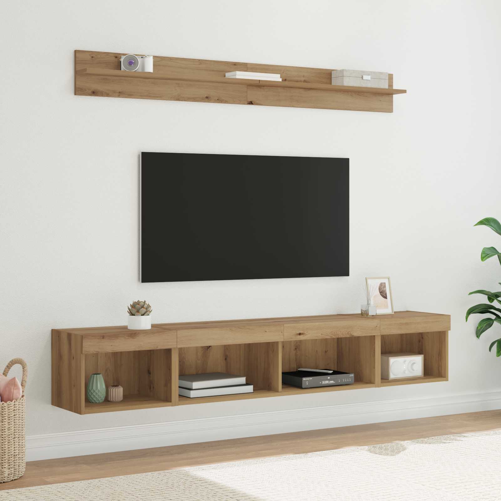 Tv falit kabinet szett falra szerelhető 5 pcs artisan tölgy faanyag
