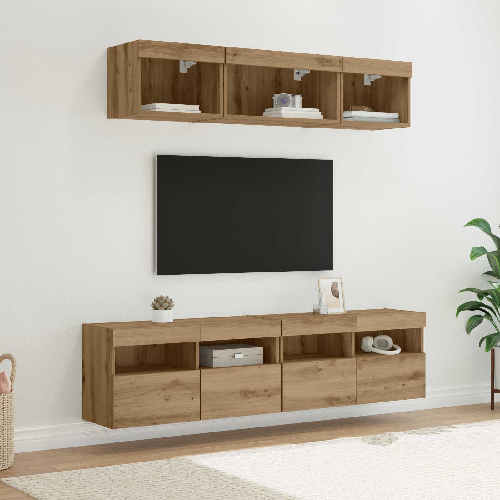 Tv fali egységek led-del 5 pcs artisan tölgy 80 x 30 x 40 cm faanyag