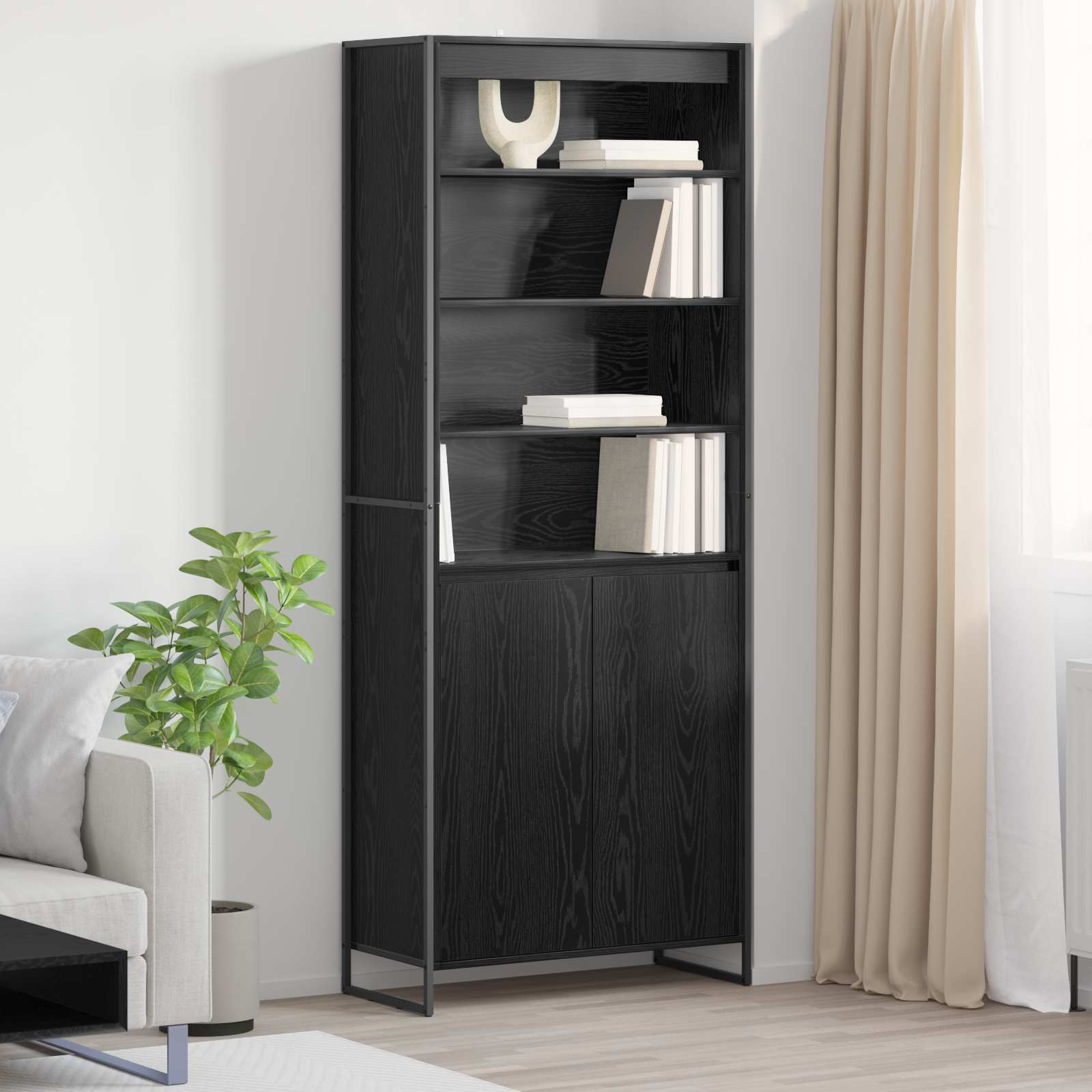 Magas szekrények fekete tölgy 79 x 36 x 200 cm faanyag