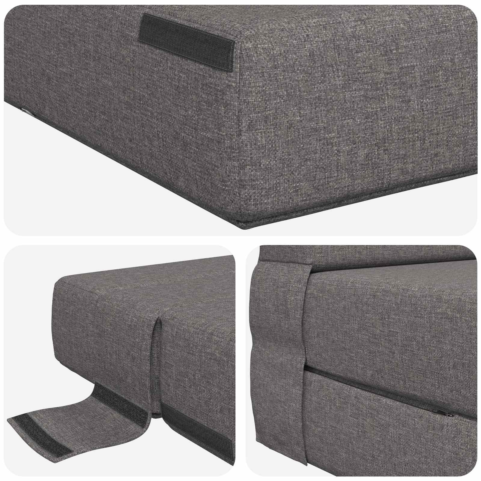 Hajtogatható kanapéágy világosszürke 190 x 70 x 15 cm szövet