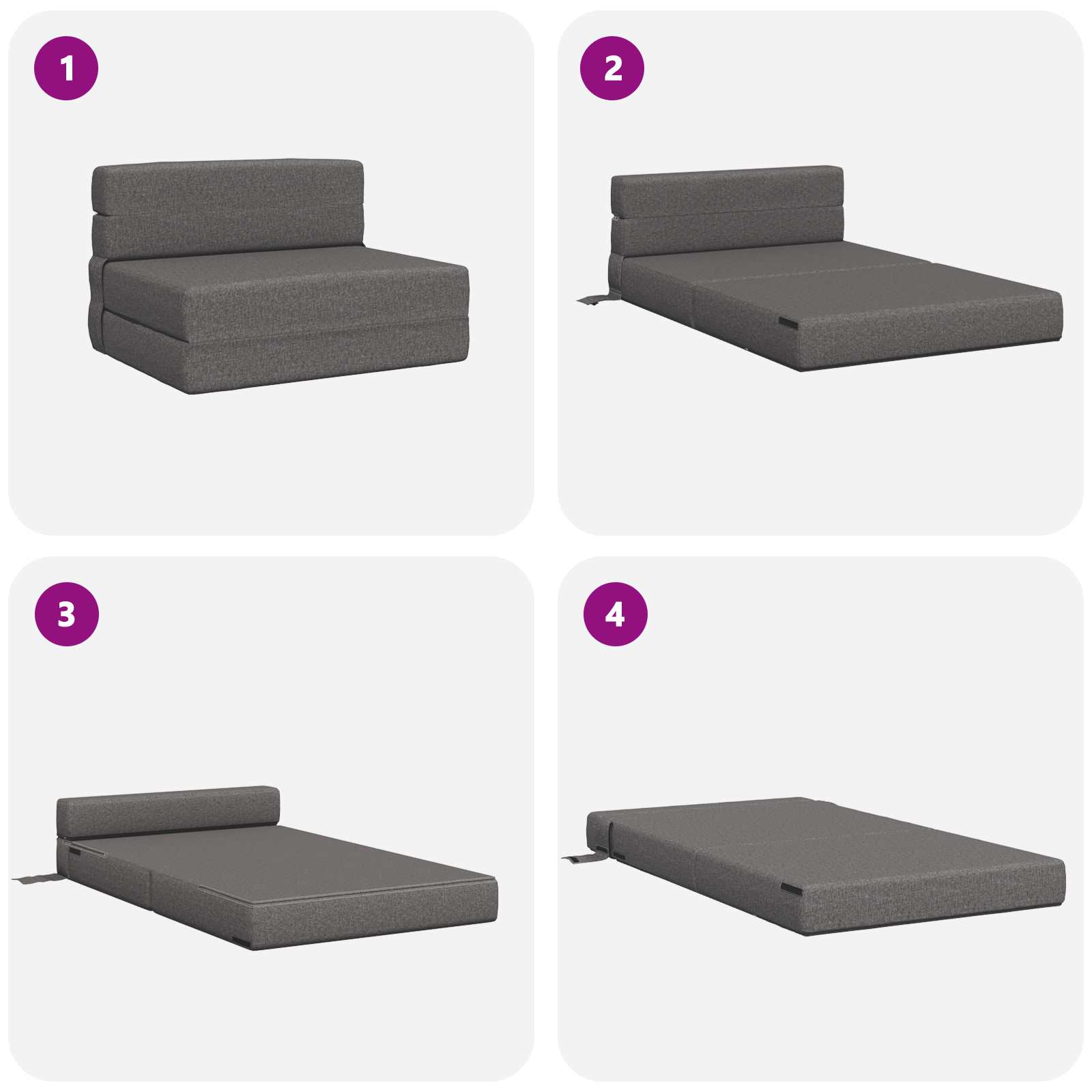 Hajtogatható kanapéágy világosszürke 190 x 70 x 15 cm szövet