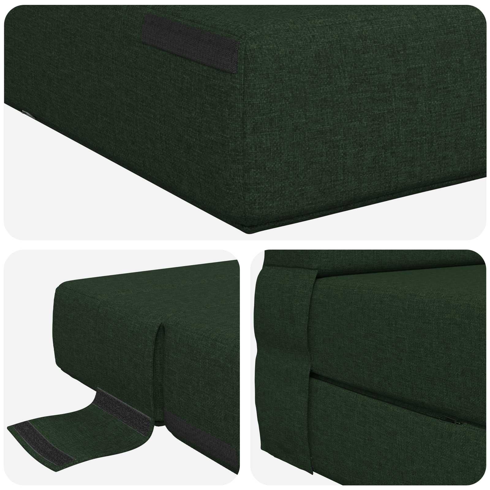 Hajtogatható kanapéágy sötétzöld 190 x 70 x 15 cm szövet