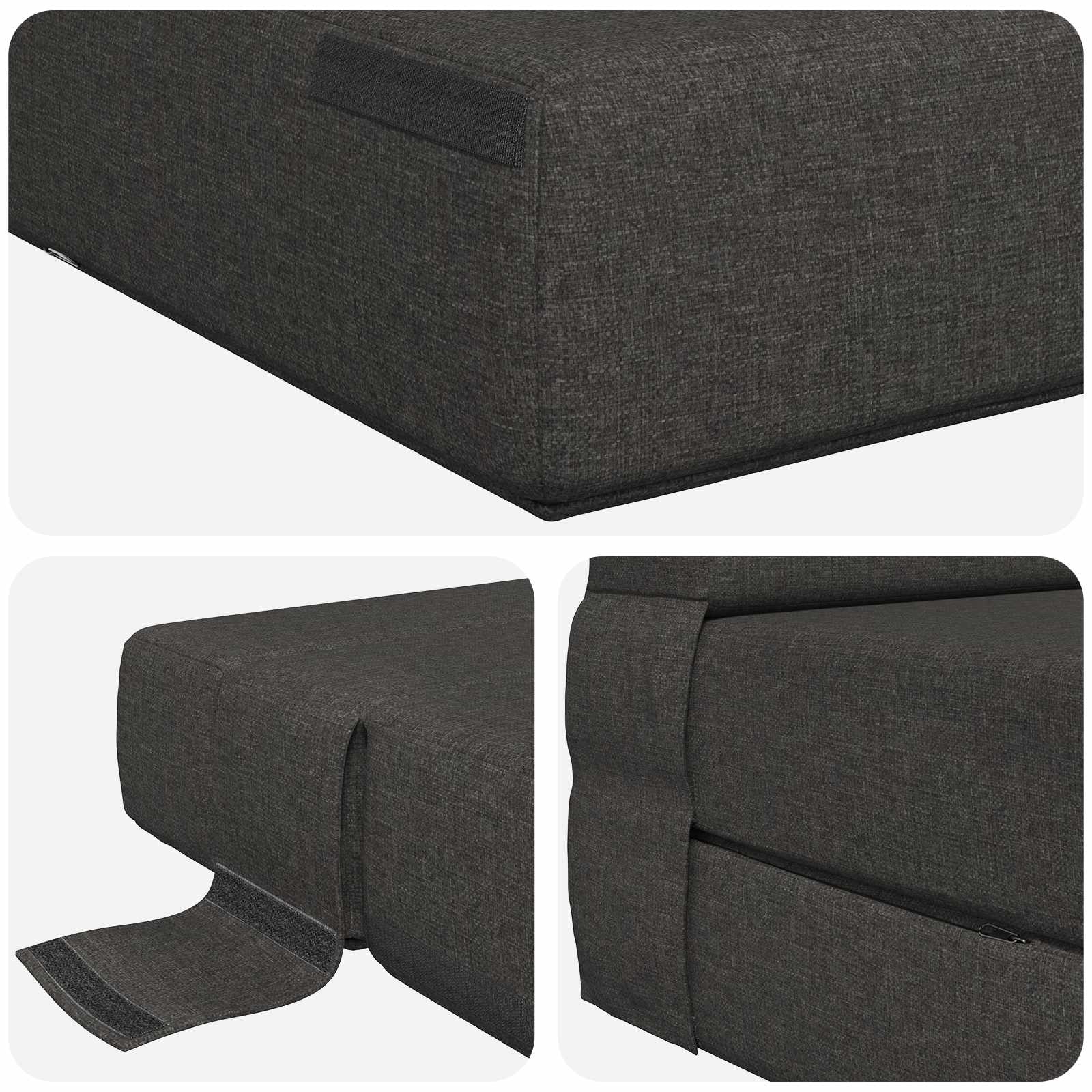 Hajtogatható kanapéágy sötétszürke 190 x 100 x 15 cm szövet