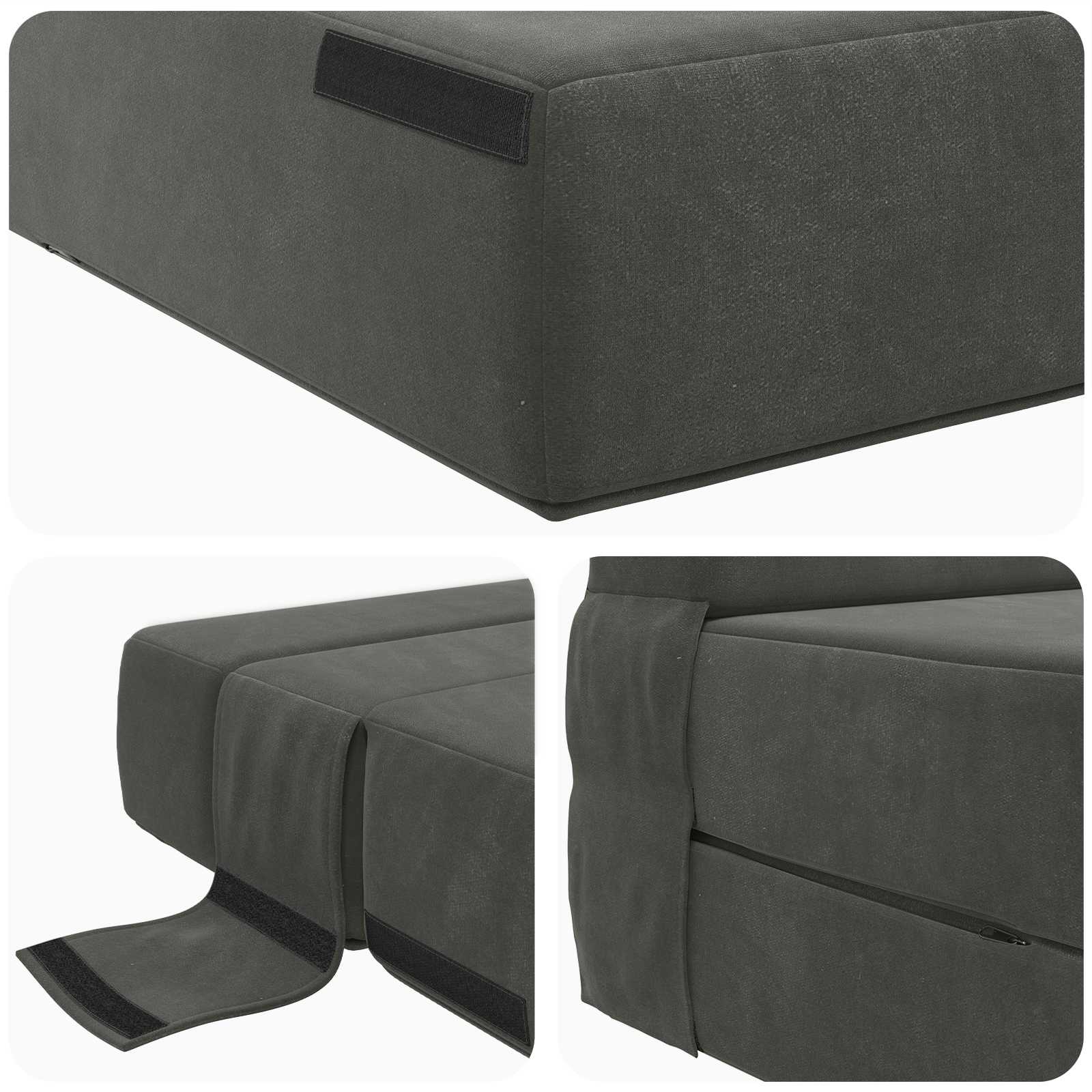 Hajtogatható kanapéágy sötétszürke 190 x 100 x 15 cm bársony