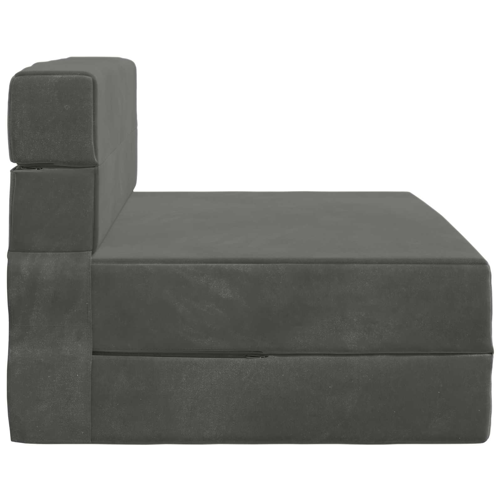 Hajtogatható kanapéágy sötétszürke 190 x 100 x 15 cm bársony