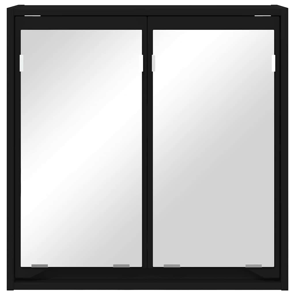 Fürdőszobai tükörszekrény fekete 60 x 20 x 60 cm faanyag